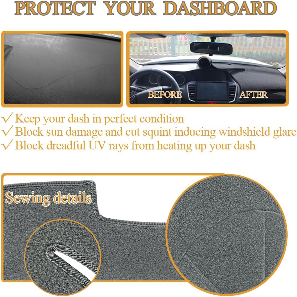 Dash Cover Mat Custom Fit for Toyota Yaris Echo w/o Speaker, Dashboard Pad Carpet Protector K383 (Dark Gray)