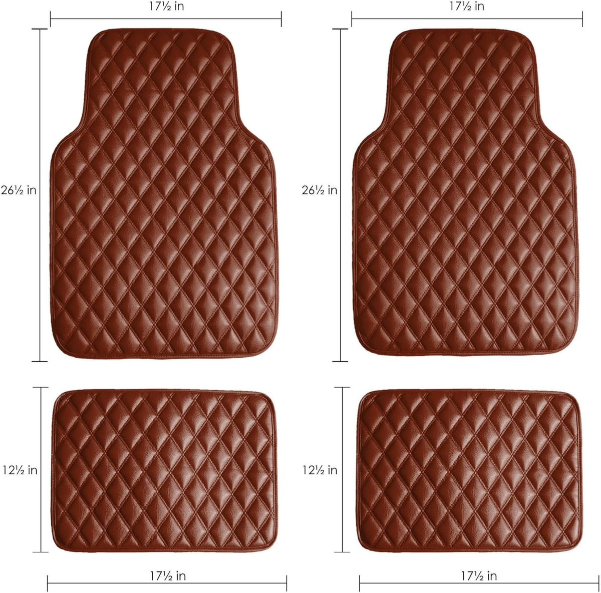 FH Group Floor Mats - Faux Leather Floor Mats for Cars, Universal Fit Automotive Floor Mats, All Purpose Car Floor Mats, PU Leather Protector Mat for Most Sedan, SUV, Truck Floor Mats Brown
