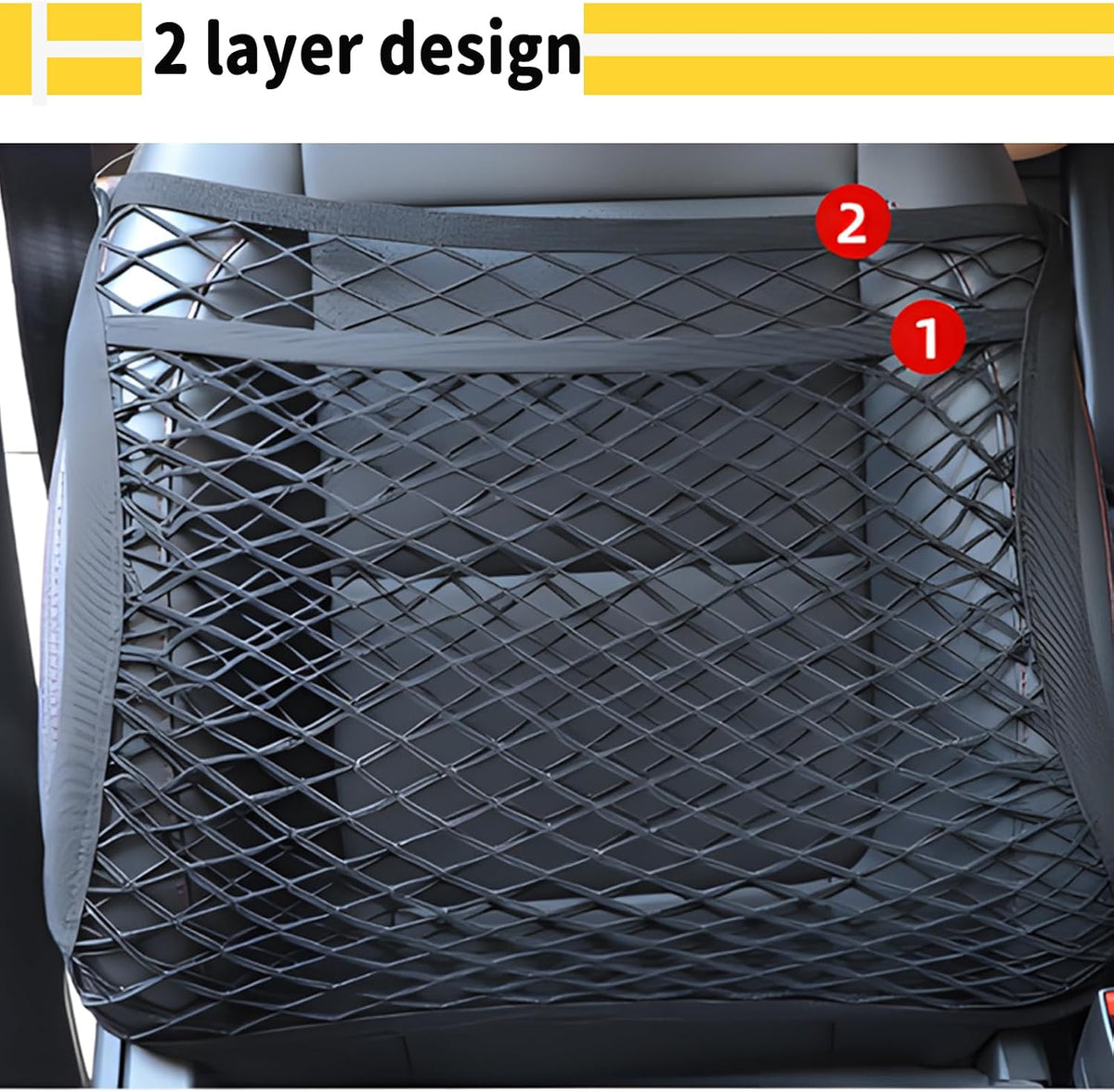 Car Seat Organizer Net, Double-Layer Passenger Seats Net,Front Organizers