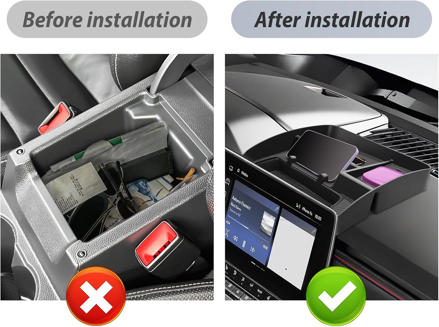 SKTU for 2023 2024 2025 2026 Colorado Dashboard Organizer 2023-2026 Chevy Colorado/Canyon Behind Screen Organizer 2024 2025 2026 Chevy Colorado Accessories with Phone Holder (Not for Speakers on Dash)