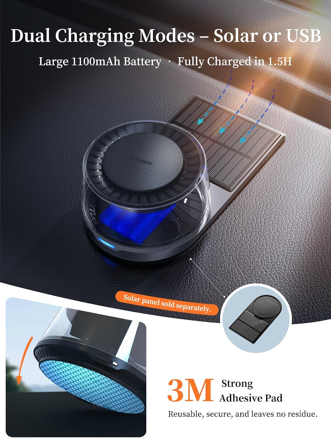 TORRAS Smart Car Air Fresheners, Premium Scenic Fragrance Car Freshener, Auto ON/OFF, White Musk & Cherry Blossom Lasts for 4 months, CF20 Automotive Diffuser