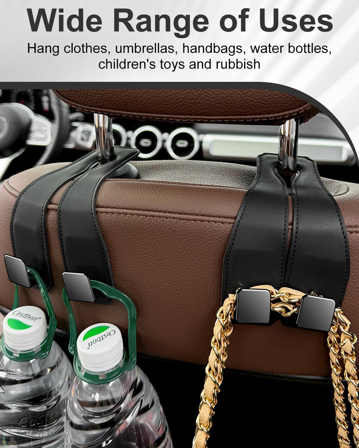 Headrest Hooks for Car, Car Seat Back Organizer Storage Hook, Black