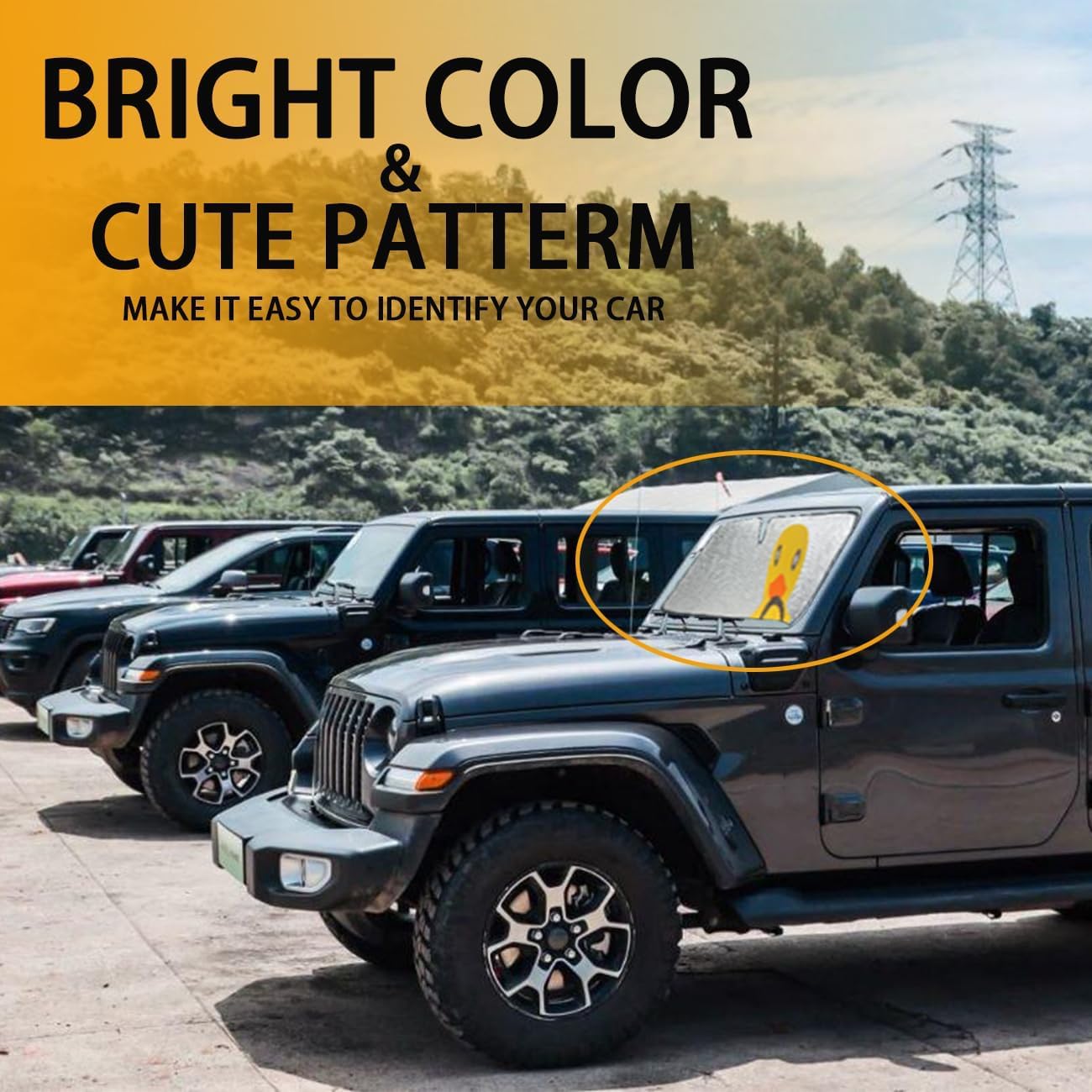 Windshield Sun Shade for Jeep Wrangler TJ JK JL & Gladiator JT 2/4 Door,Duck Sun Shade,Sunshade Windshield for Jeep Wrangler