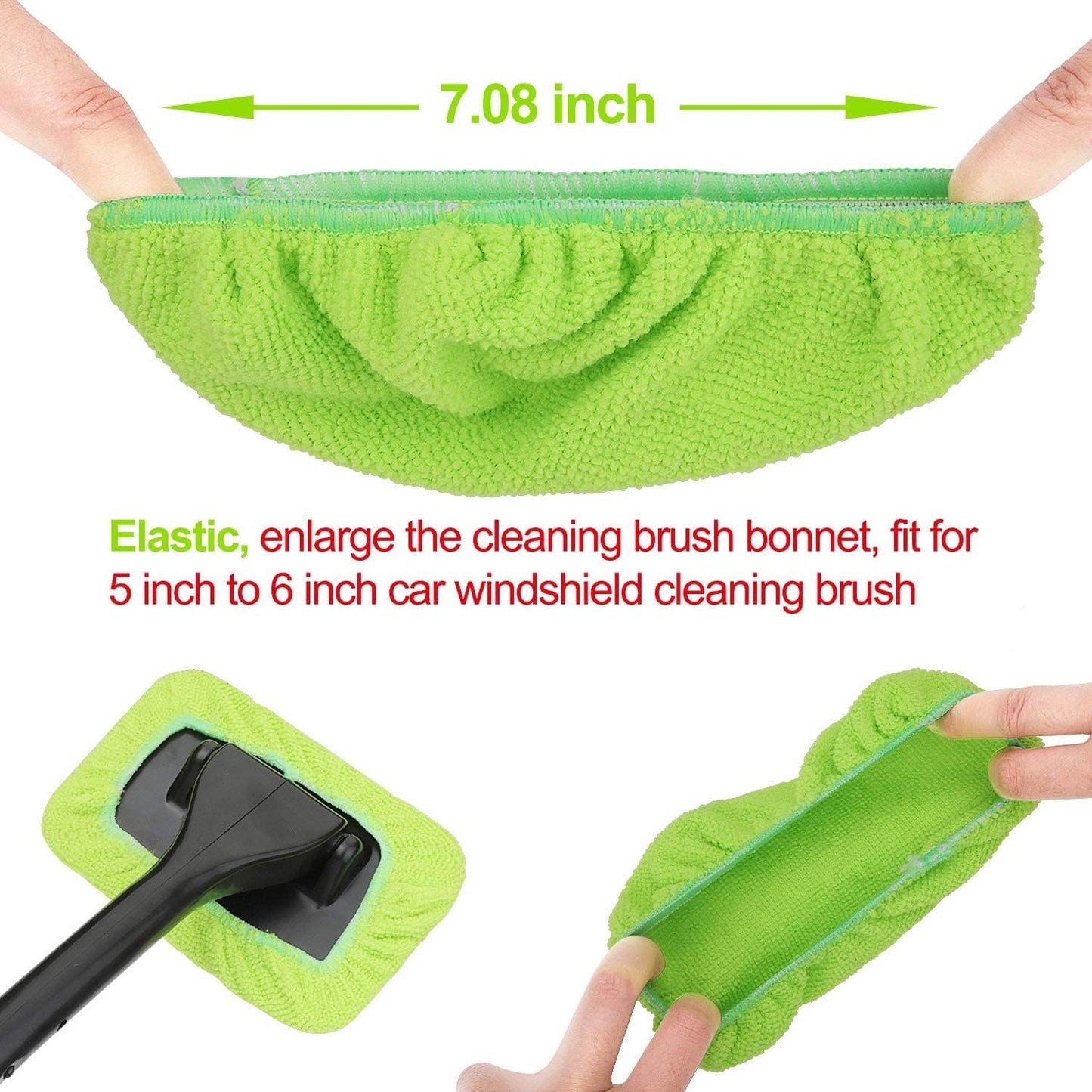 XINDELL Car Window Cleaning Combo – Windshield Glass Cleaner Tool with Extendable Handle & 14 Reusable Microfiber Pads for Interior/Exterior Glass, Streak-Free Auto Window Cleaning for Car Owners