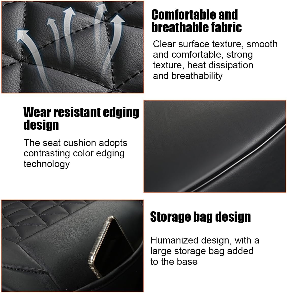 2PCS Leather Car Seat Cover, Front Bottom Seat Protector Pad, Red