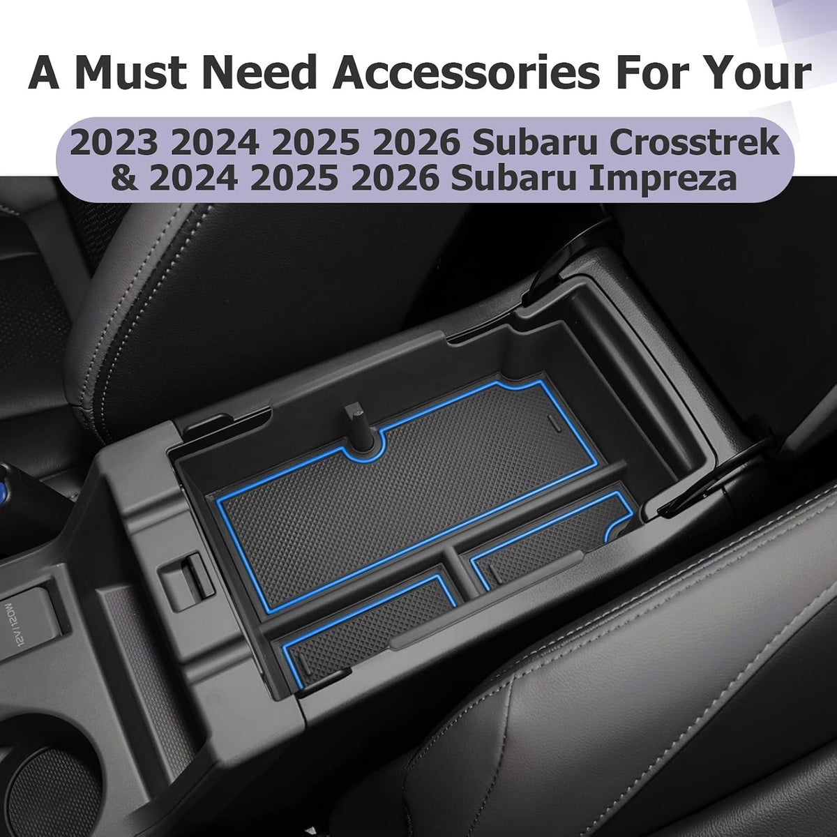 LUWU Center Console Organizer Compatible with Subaru Crosstrek & Impreza 2024-2026 Accessories Armrest Console Secondary Storage Box Insert Tray ABS Material with Coin Holder Blue