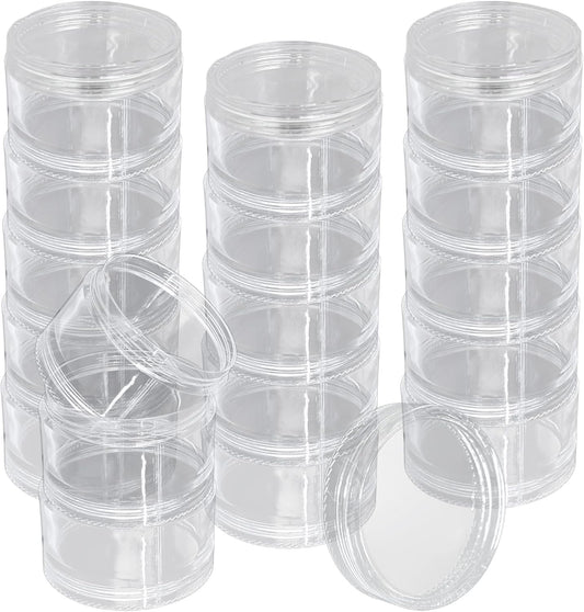 Luomorgo Stackable Clear Plastic Containers, 30ML, 5-Layer, 4 Sets | Screw Lids Organizer, For Cosmetics, Jewelry Beads, Nail Art & Craft Storage