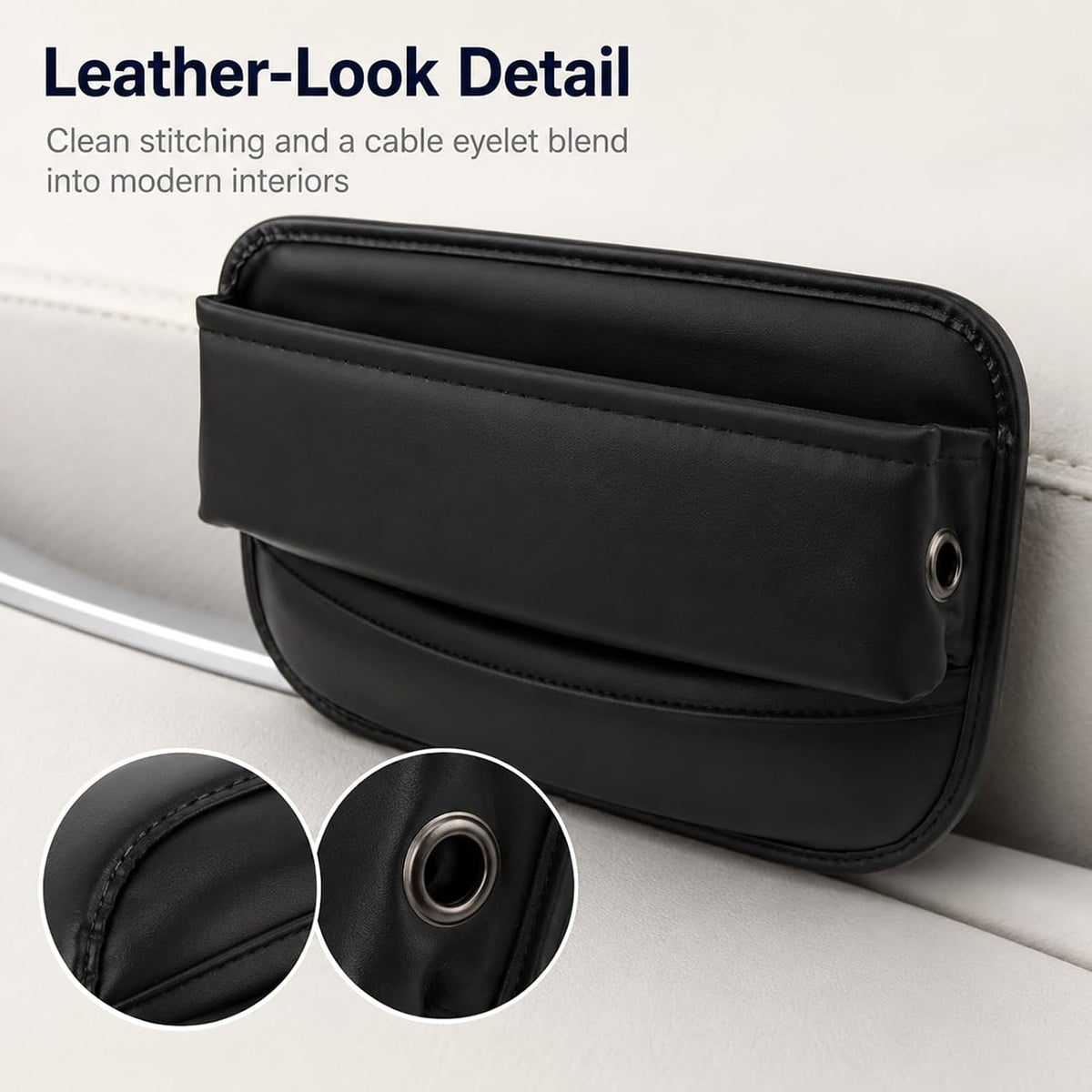 Car Seat Gap Filler Organizer, Premium Leather Console Side Storage Box