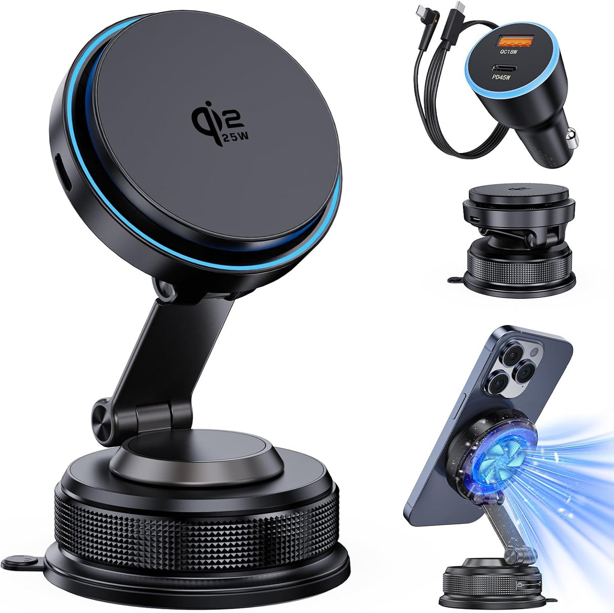 MagSafe Car Mount Charger - Qi2.2 25W Fast Wireless Charger