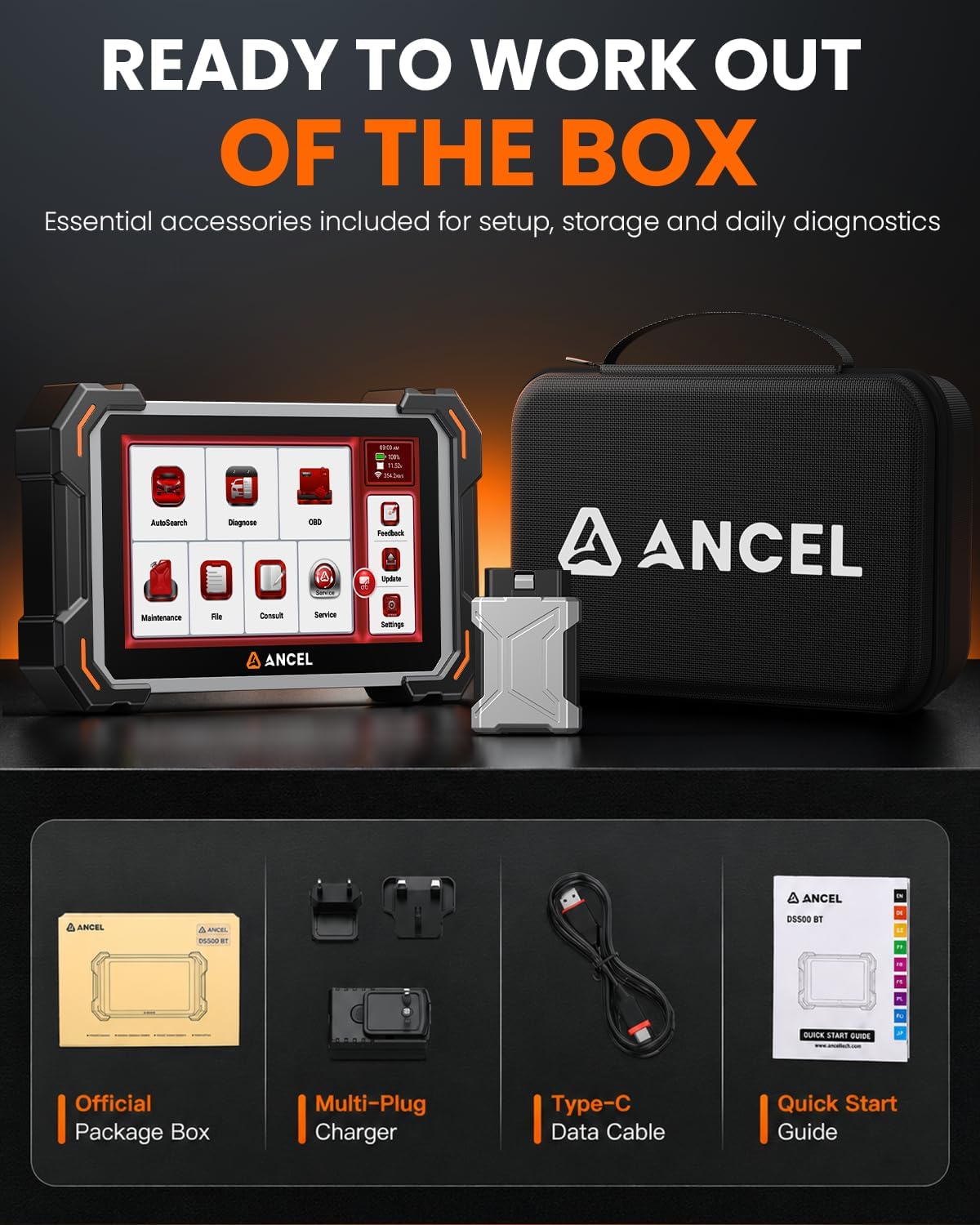 ANCEL DS500BT Bidirectional Scan Tool, Full-System OBD2 Diagnostic Scanner