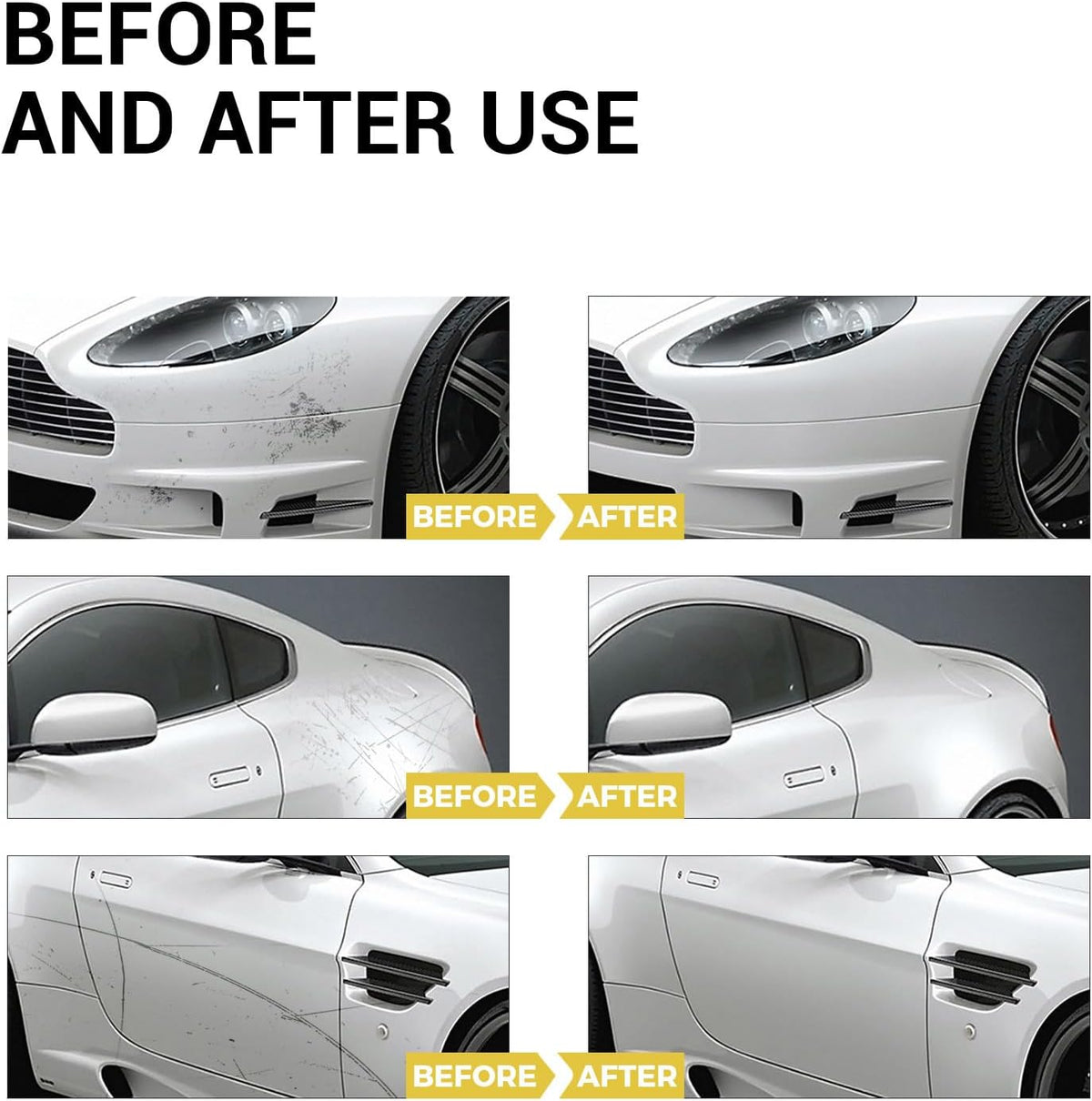 Car Scratch Remover Wax & Repair Paste - Erases Scuffs in 3 Seconds - Complete Kit with Sponge and Microfiber Cloth for Door Handle Scratches & Swirls - 120ml