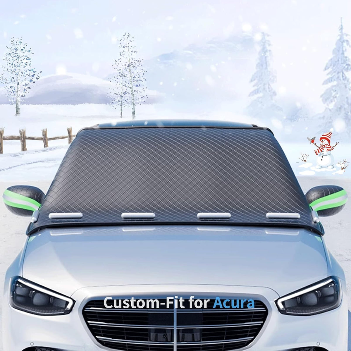 Custom fit for Acura Windshield Snow Covers, 8 Layers WAaterproof Windproof Protection, Frost Defense, Ice, Sun, Snow, UV, Designed for Acura Accessories (for Acura Integra)