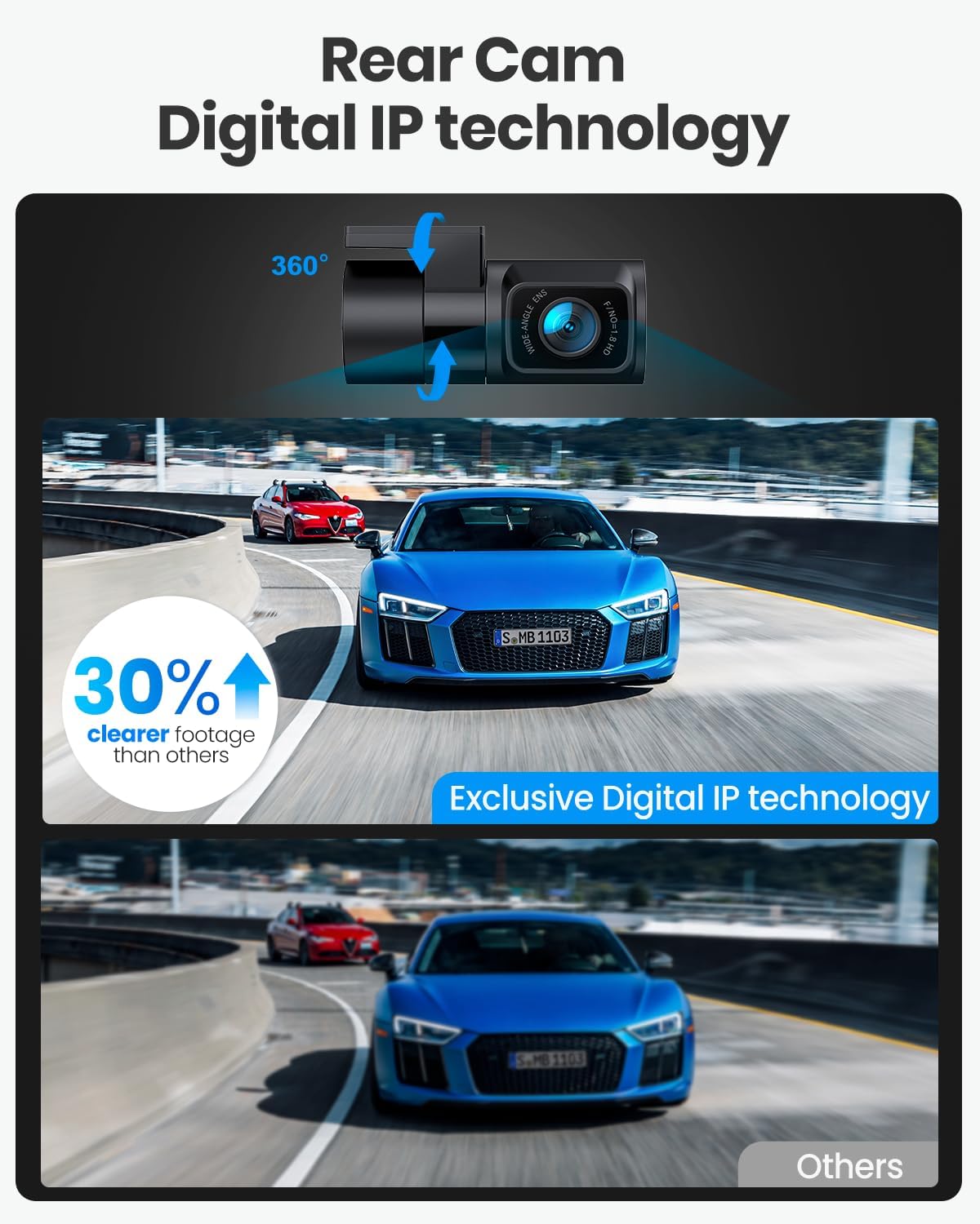 D22 Real 4K Dash Cam Front and Rear, 5.8GHz Wi-Fi GPS, Top-Level HDR Sensor