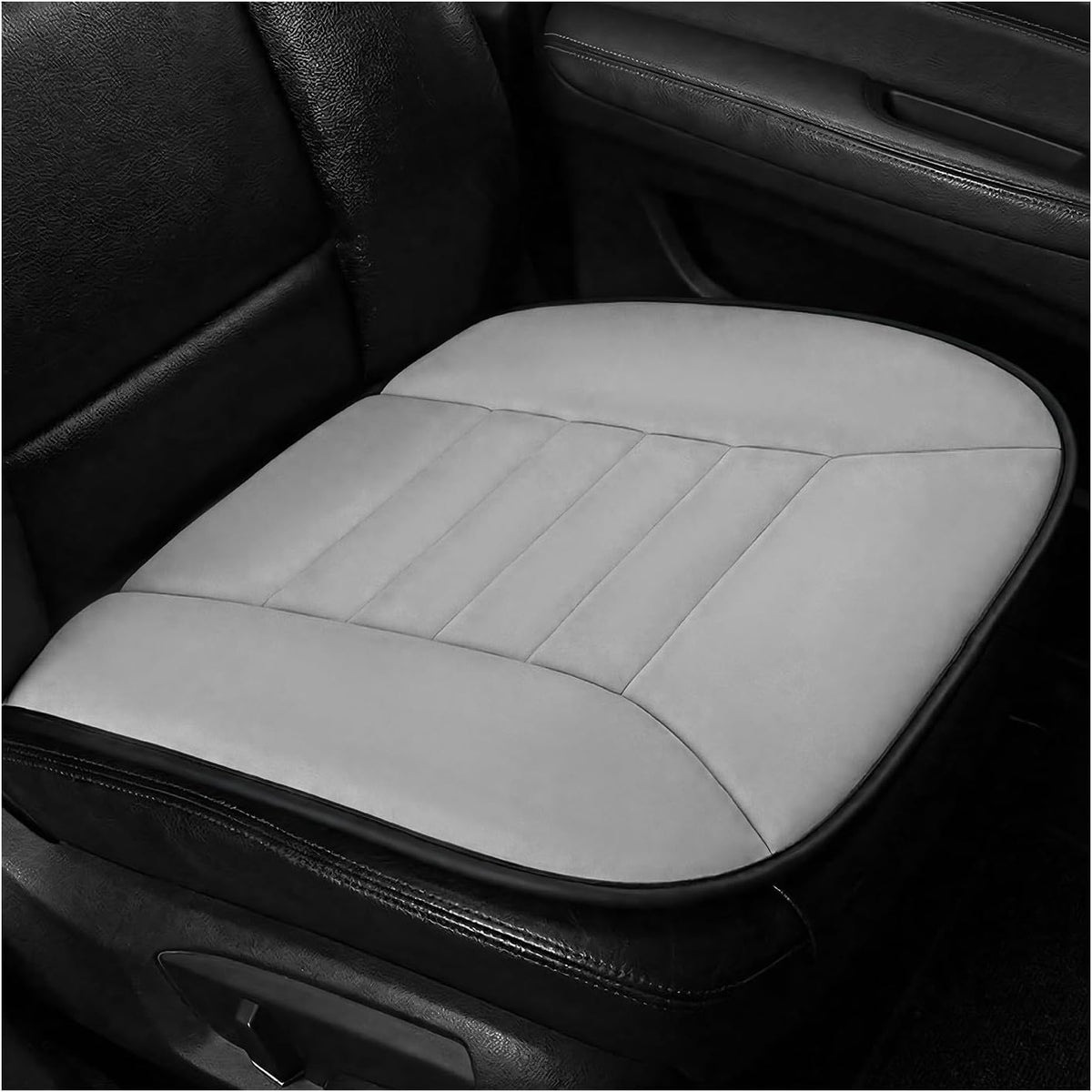 Car Seat Cushion, 1.2" Thick Comfort Memory Foam Seat Protector with Non-Slip Rubber Bottom, Breathable Fabric Driver Seats Cushion Pad for Sciatica Tailbone Back Pain Relief (Gray)