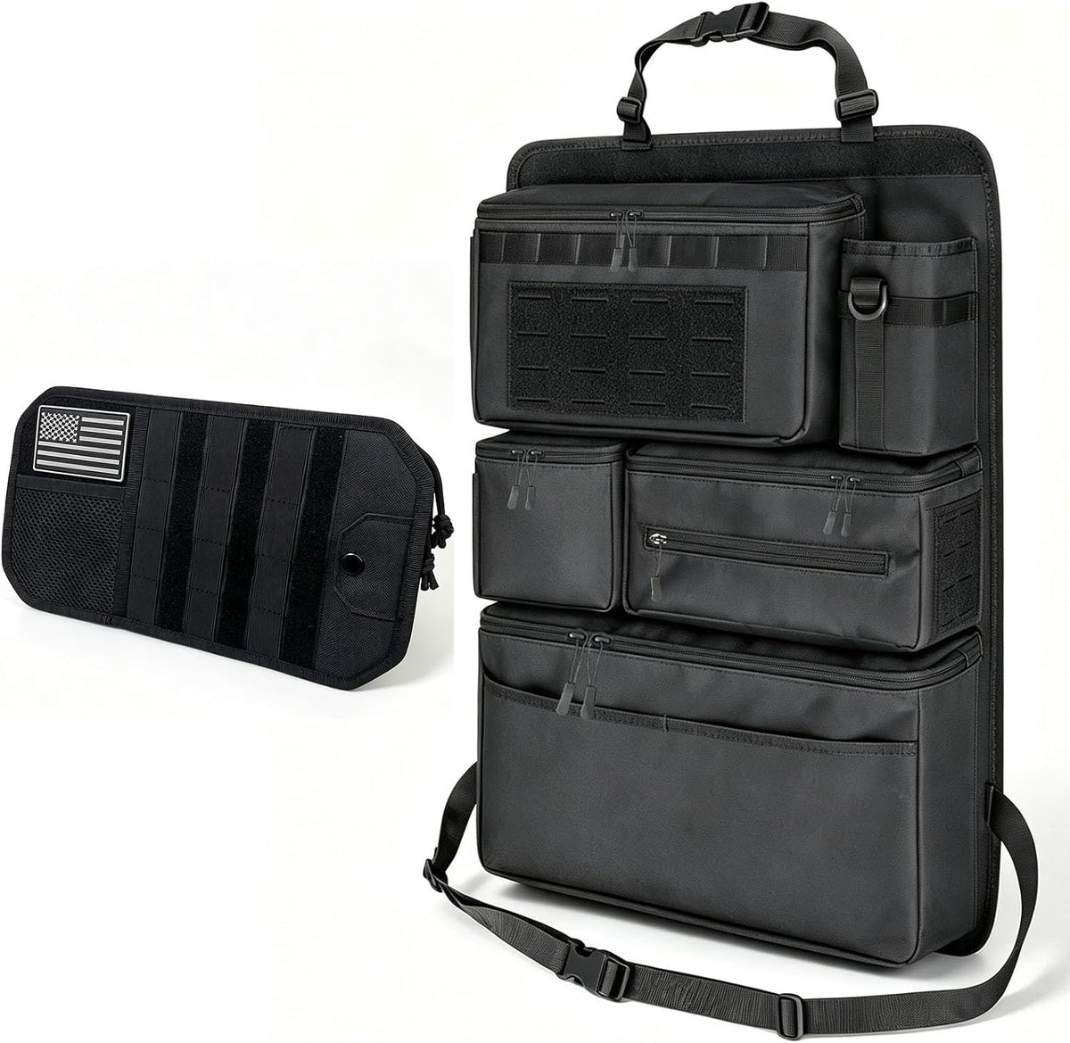 2-in-1 Car Organizer Kit – Seat Back + Visor MOLLE Pouches