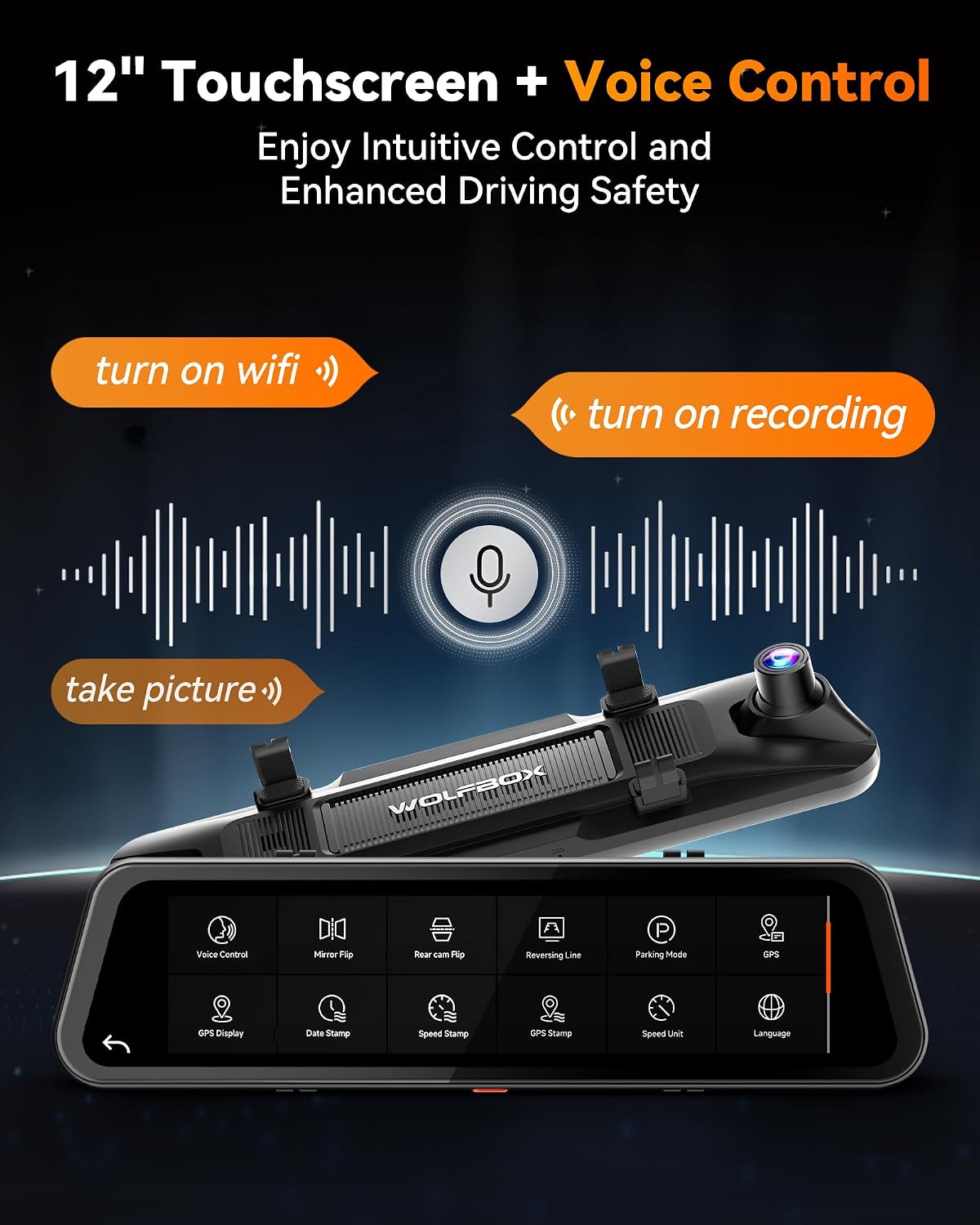WOLFBOX G900 Tripro Bumper Version 3 Channel 4K Mirror Dash Cam, 8MP STARVIS 2 IMX678 Night Vision, 4K+2.5K+1080P Front and Rear Bumper Dash Cam, 5.8GHz WiFi, Voice Control, Includes 256GB Card & GPS