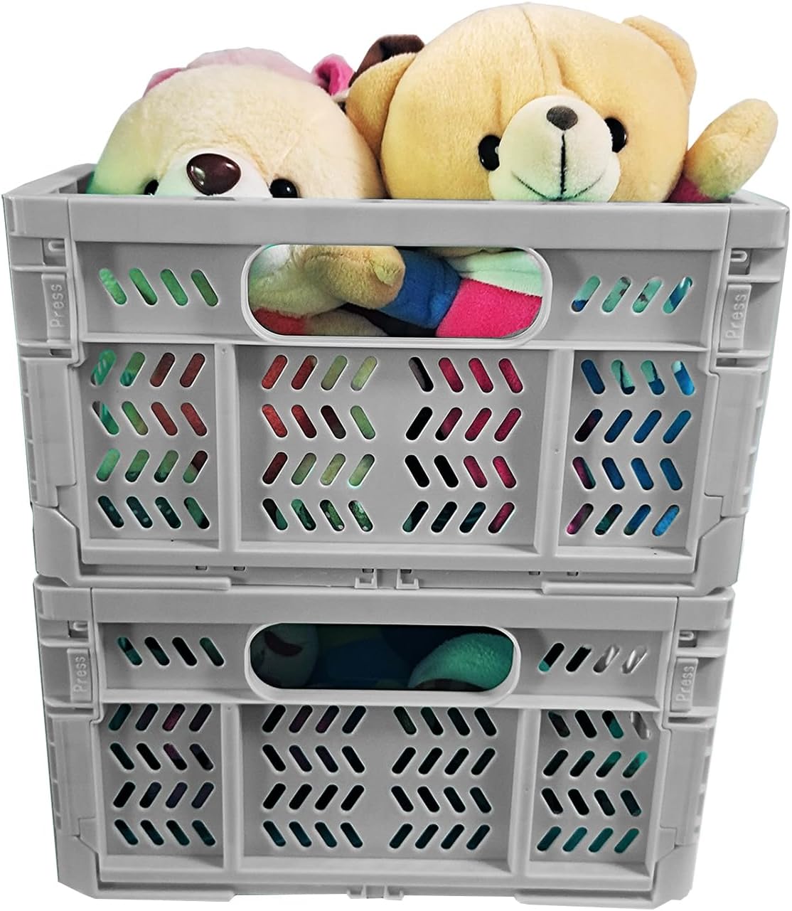 20L Folding Crate, 4Pack Plastic Storage Baskets Organizer for Home and Office,Collapsible Storage Crates for Home Office and Outdoor Organizer.(Grey)