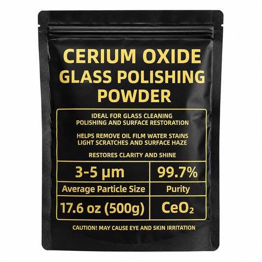 17.6oz(500g) 99% Cerium Oxide Glass Polishing Powder (3-5 Um) – Removes: Oil Films, Water Spots, Swirl Marks, Wiper Streaks, Removes Fine Scratches & Deep-Cleans Glass Surfaces.
