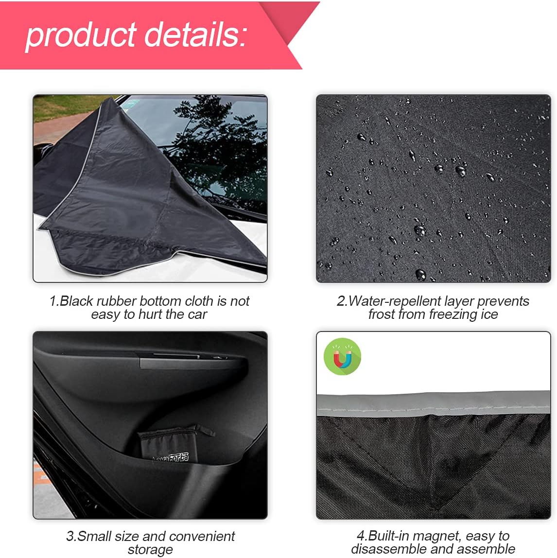 Windshield Snow Cover for Cars, Trucks, Vans - Waterproof, Windproof Winter Frost and Ice Removal Sunshade With Side Mirror Covers