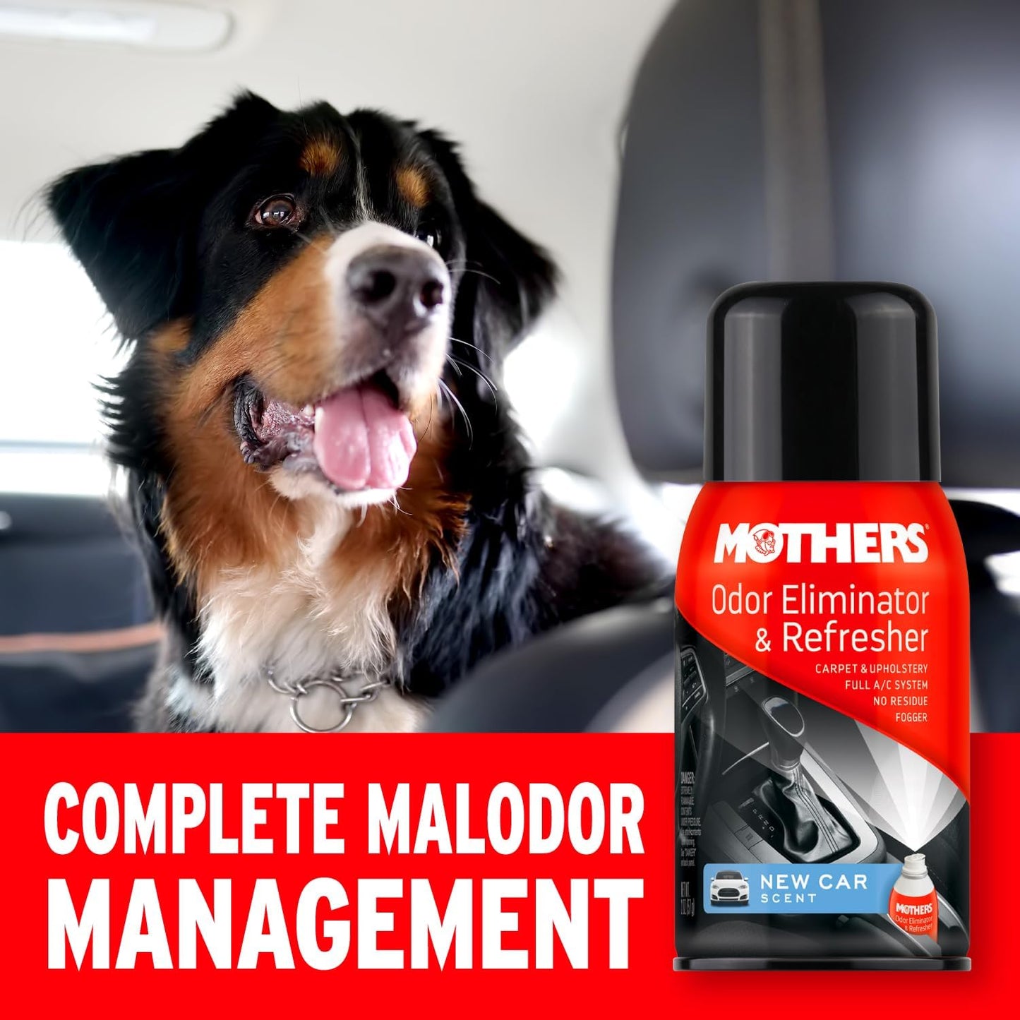 Mothers Odor Eliminator & Refresher, New Car Scent, 2 oz. Aerosol (06811) | Whole-Car Fogger Neutralizes Smoke, Pet, Food & Mildew Odors with CMM® Technology, Freshens Cabin & Vent Ducts