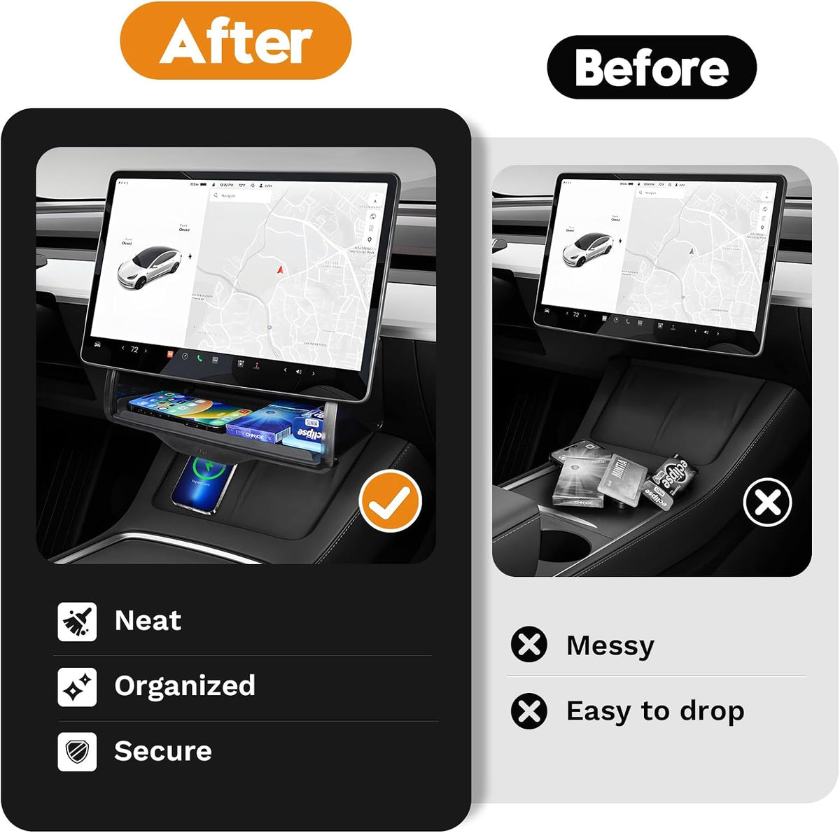 Canvcle Under Screen Storage Box for 2016-2026 Tesla Model Y/3 Accessories