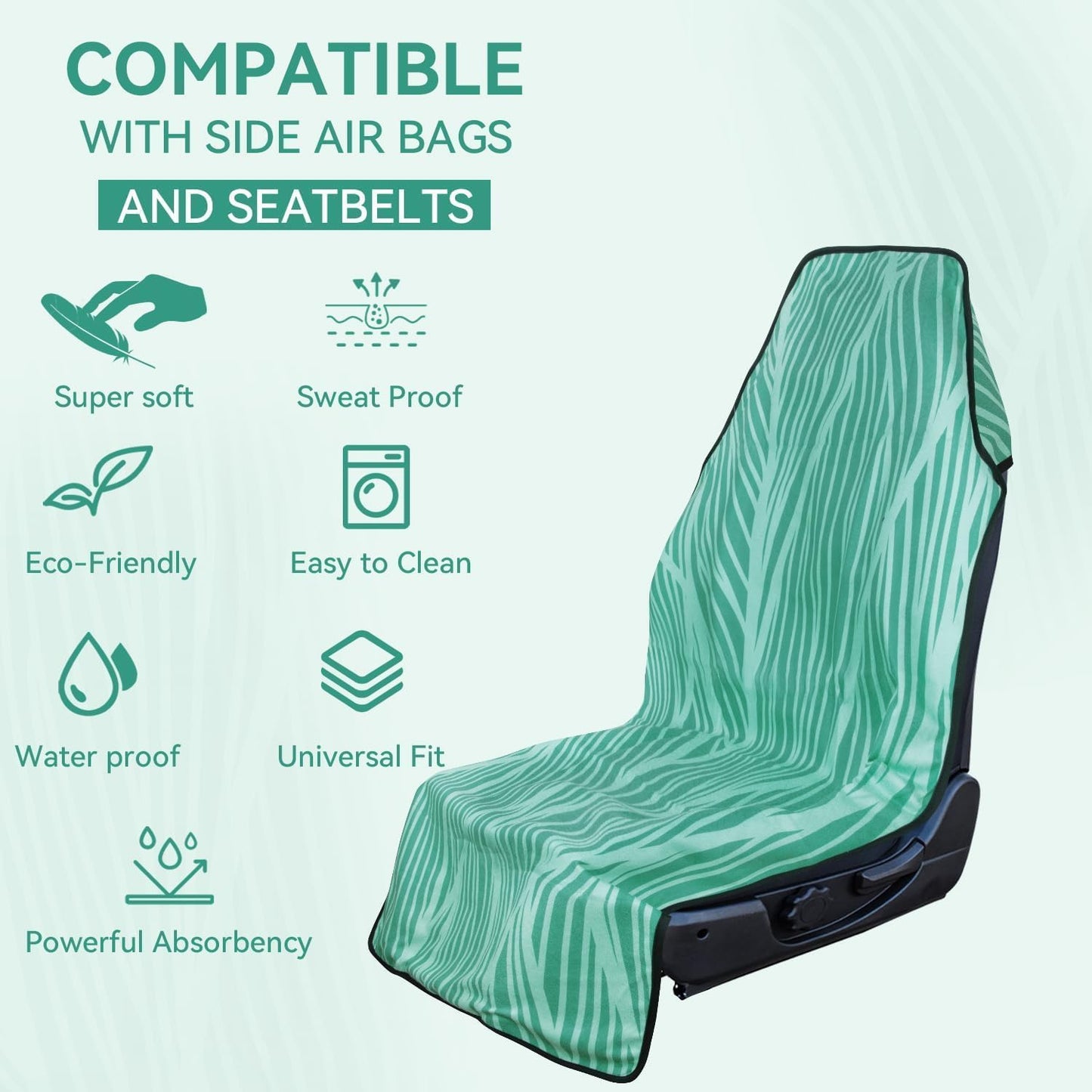 Booty Barrier 4.0 Waterproof Car Seat Cover for Sweat – Post-Workout Seat Protector for Runners, Gym, Beach & Sports – Washable, Eco-Friendly (Recycled Fabric)