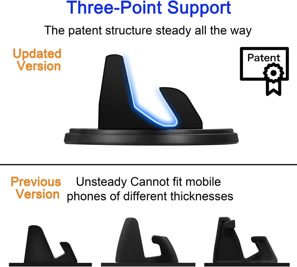SRUNP Dashboard Phone Holder for Car [Vertical Horizontal 360 Rotate] Car Phone Mount, Cell Phone Holder Compatible with iPhone 17 16 15 14 13 12 Pro Max Samsung Android Smartphones and More