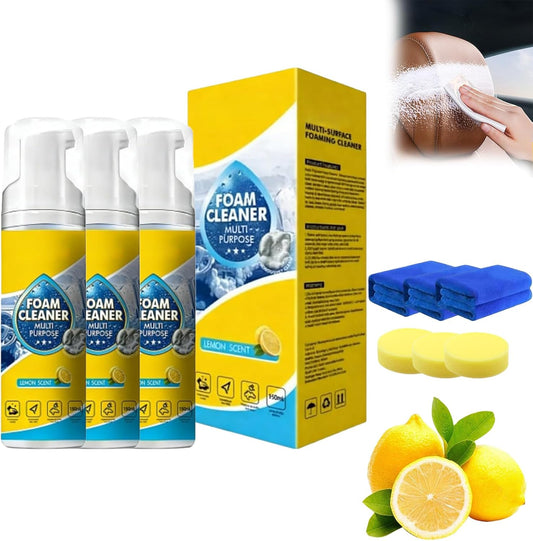 Powerful & Multipurpose Car Interior Foam Cleaner, All-Purpose Rinse-Free Foam Cleaner Spray, Cars Seat Foams Cleaners Spray, Cleaning without Pre Washing for Car & Home (3 PCS)