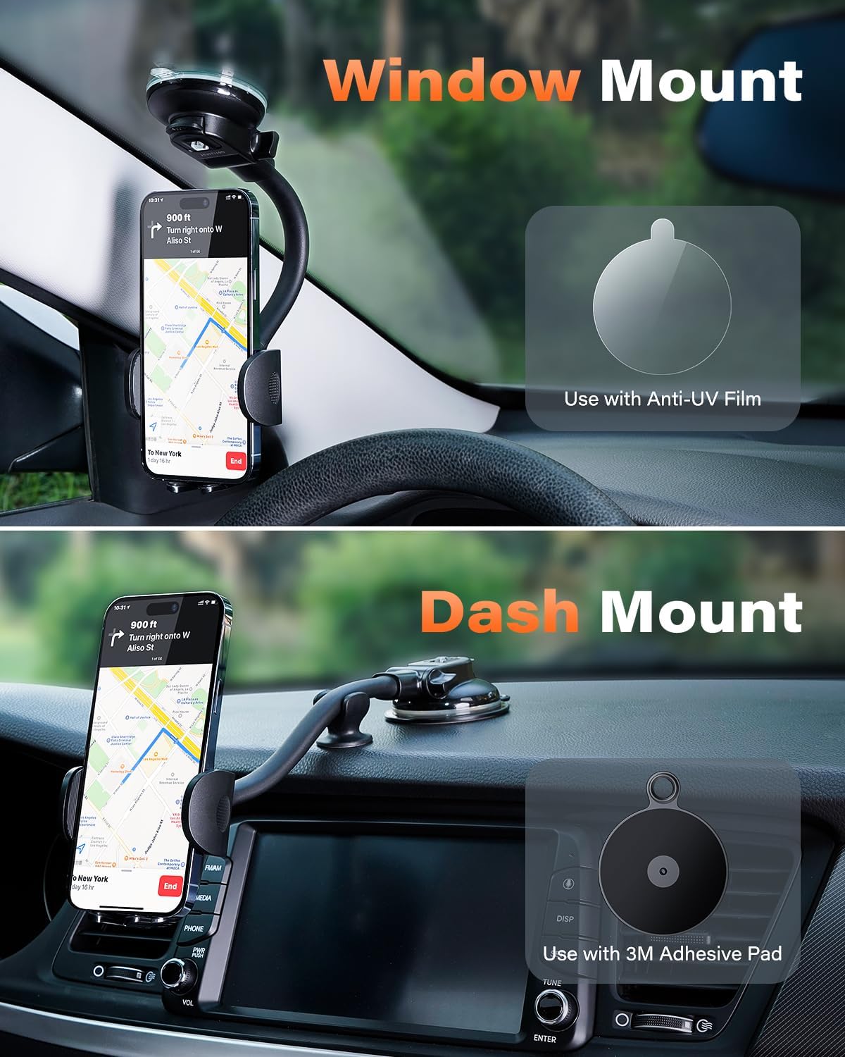 APPS2Car Gooseneck Car Phone Holder Dashboard Windshield Mount Flexible Arm