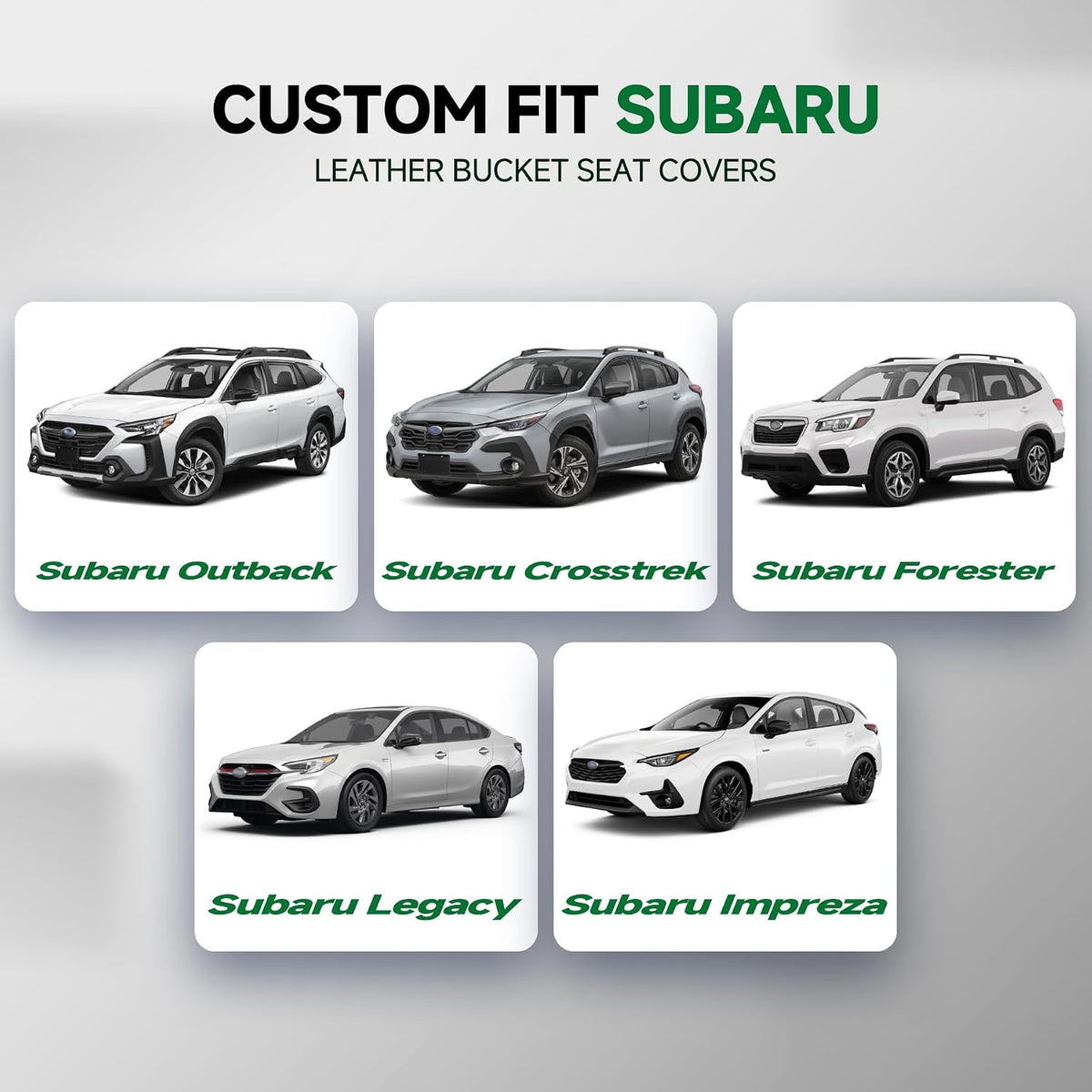 GIANT PANDA 2PCS Front Seat Covers for Subaru Outback Forester Crosstrek Legacy Impreza, Faux Leather Bucket Seat Cover Fit Subaru Seat Protectors-Black