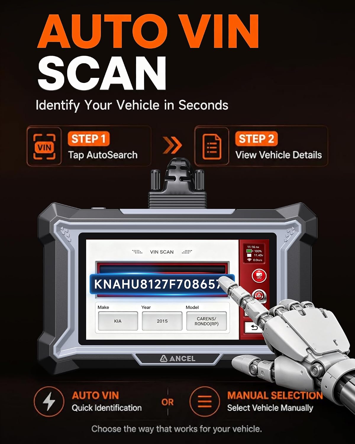 ANCEL DS100 OBD2 Scanner, 4-System Diagnostic Tool with 10 Services