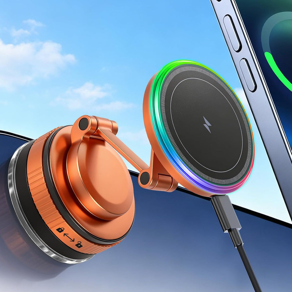 15W Wireless Car Charger Mount, Magnetic MagSafe Phone Holder