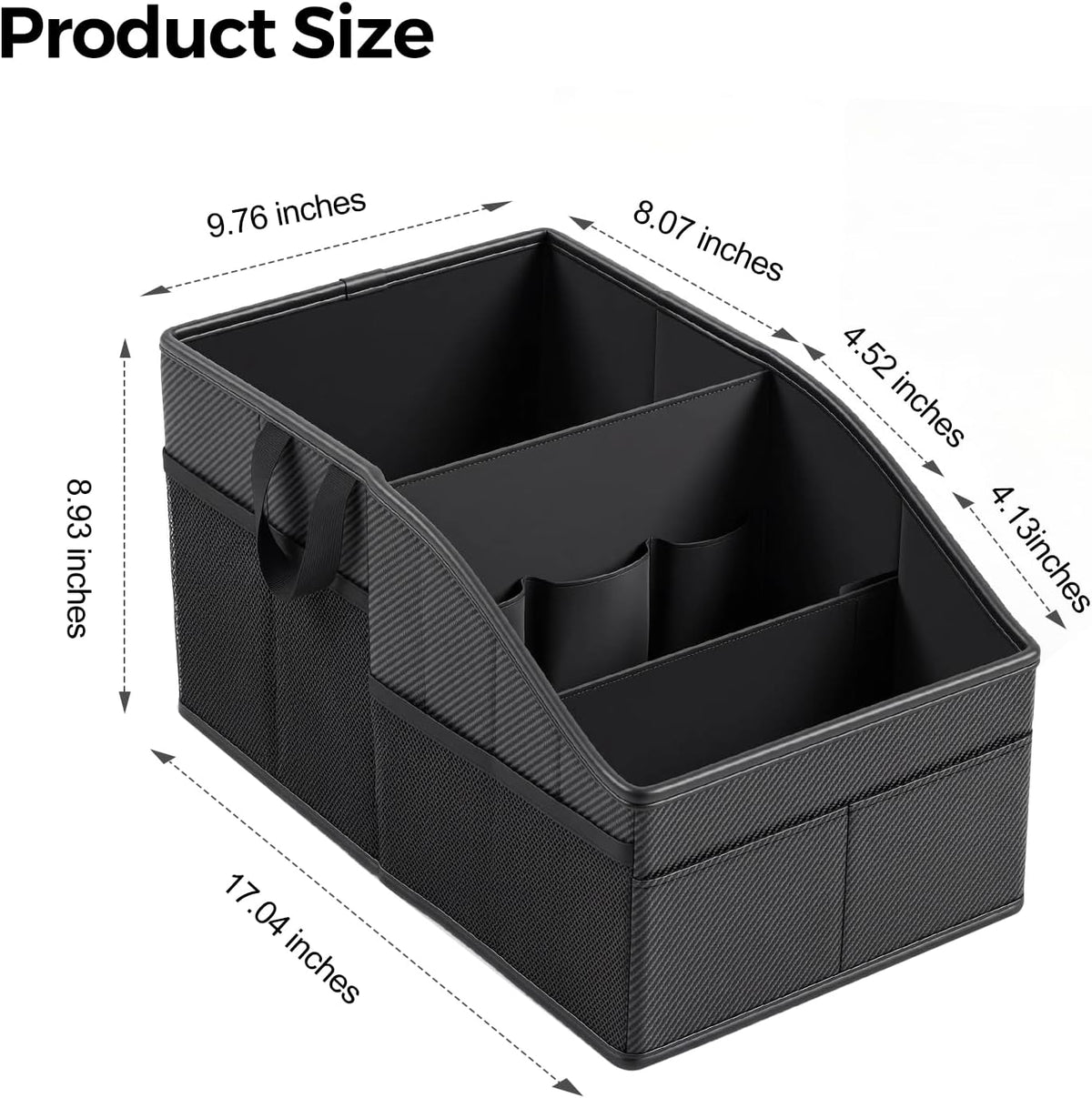 WHHMK Sturdy Leather Car Storage Support Up to 33 LB,Carbon Fiber Texture