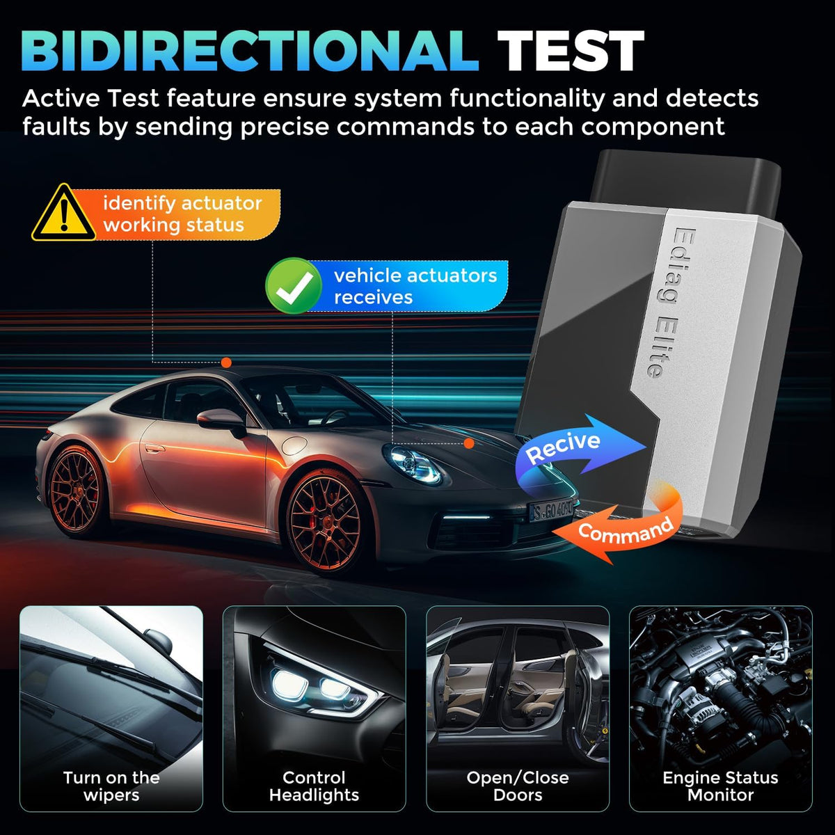 KINGBOLEN Ediag Elite OBD2 Scanner Bluetooth, Bidirectional Control Scanner All System Diagnostic Tool for iOS & Android, 15+ Hot Reset, CANFD Protocol, FCA AutoAuth, No Subscriptions Lifetime Update