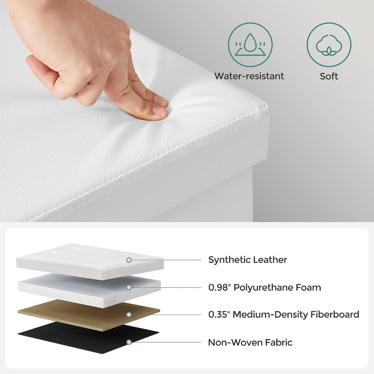 SONGMICS 43.3 Inches Folding Storage Ottoman Bench with Flipping Lid
