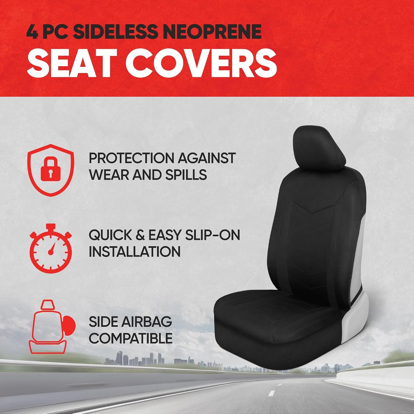 Motor Trend (2) Car Seat Covers for Front Seats with (2) Trimmable Car Floor Mats – Universal Fit Auto Accessories for Cars, Trucks, SUVs, Vans – Interior Protection and Vehicle Interior Shield Combo