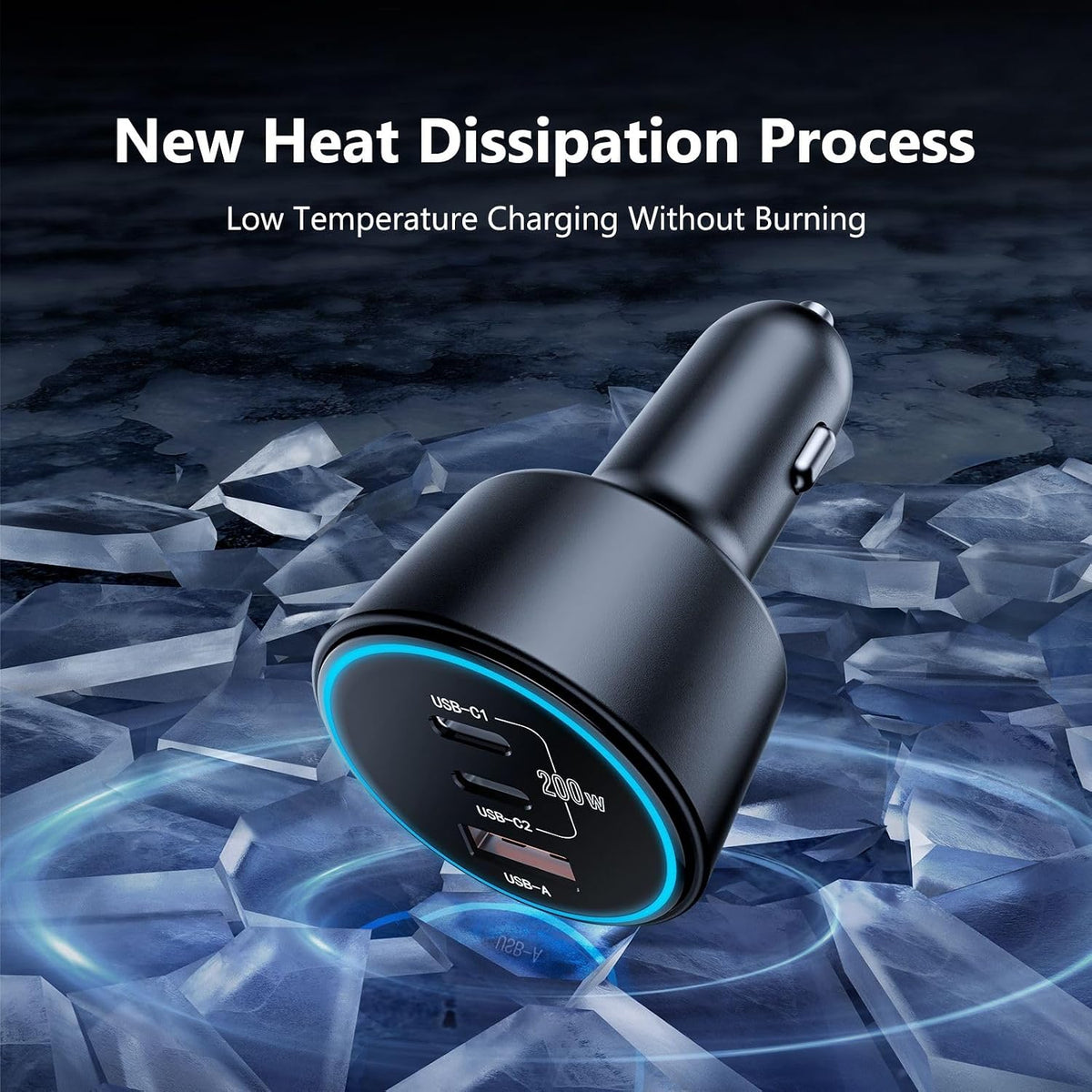 USB C Car Charger Fast Charging 200W, Dual PD 100W Type C Car Charger，