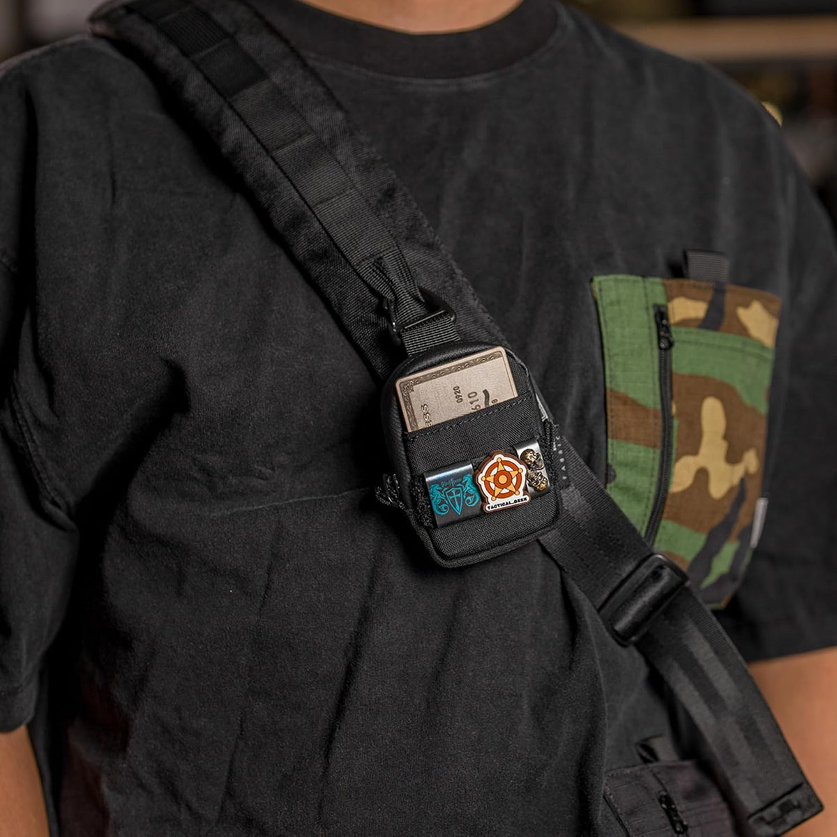 TACTICAL GEEK Storage A6 Mini Size EDC Utility Pouch, Mini Coin Purse with Custom Carabiner, EDC Mini Size Pocket Organizer, Wireless Headset Pack, Key Waist Case for Daily Carry Black