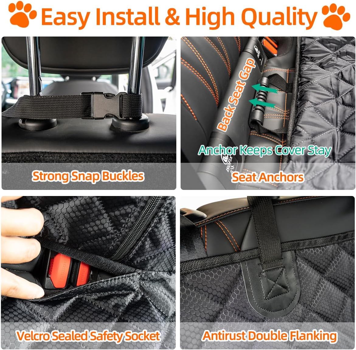 Dog Car Seat Cover for Back Seat Pet Cover for Dogs Waterproof Bench Seat Cover Protector Scratch Proof Nonslip Soft Dog Back Seat Cover for Cars Trucks SUV（48" L ×52" W