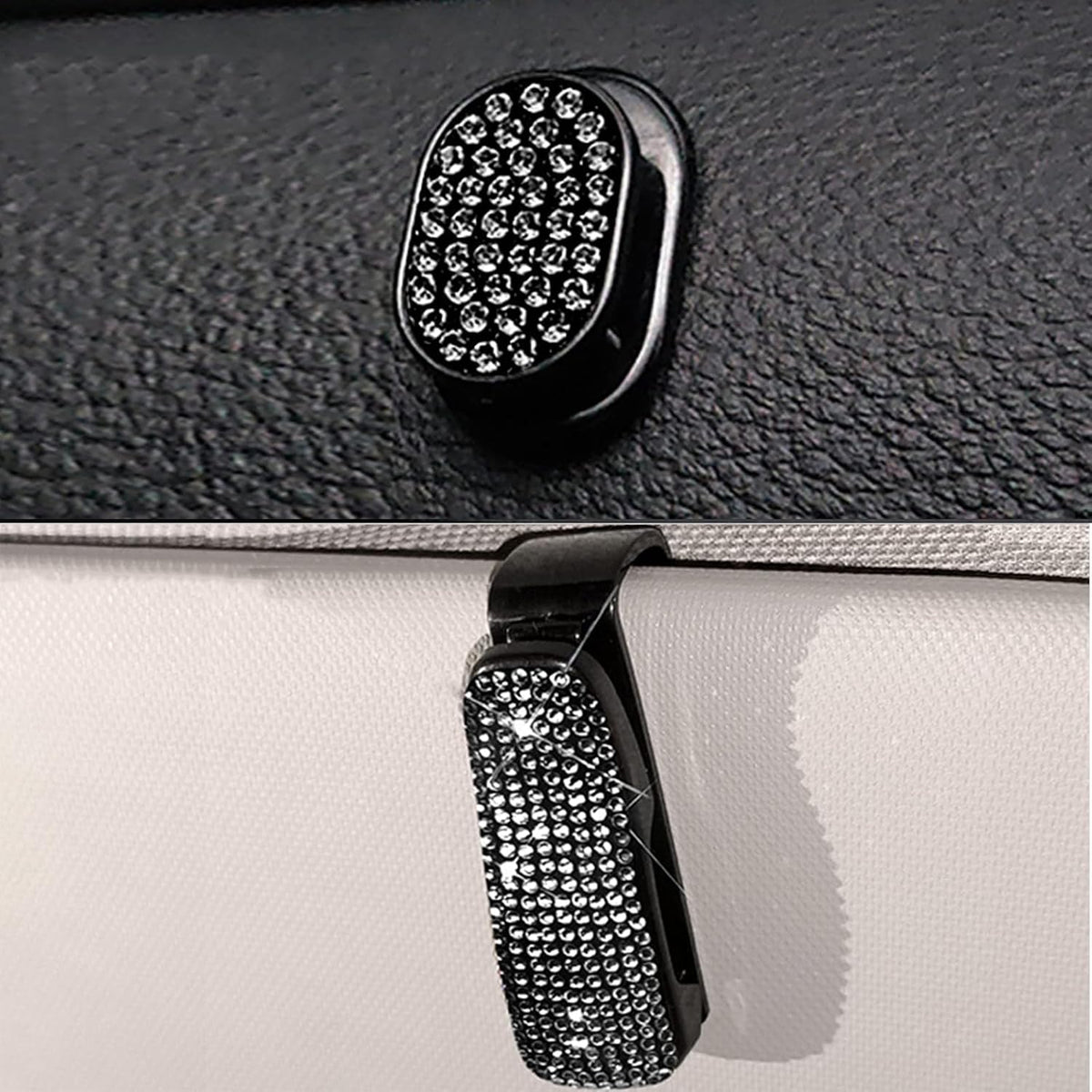 Unifizz Car Tissue Holder Sparkling Bling Car Visor Tissue Holder Mask Holder Tissue Box PU Leather Crystals Tissue Case Car Backseat Tissue Dispenser Bling Car Accessories for Women (Black)