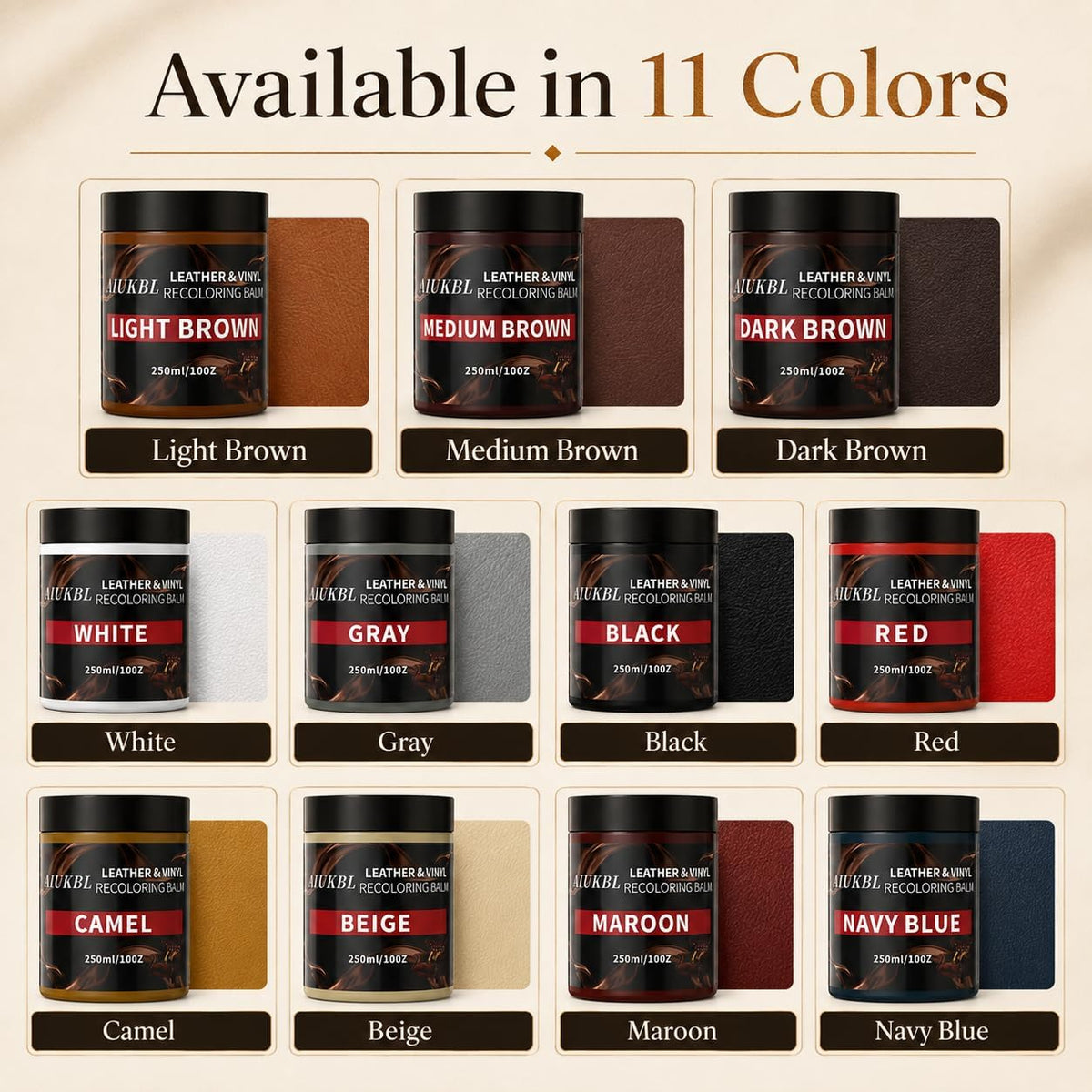 Leather Recoloring Balm, Leather Color Restorer, Leather Restorer for Couches, Leather Scratch Remover, Leather Scratch Repair, Leather Repair Kit for Furniture, Leather Dye (Gray)