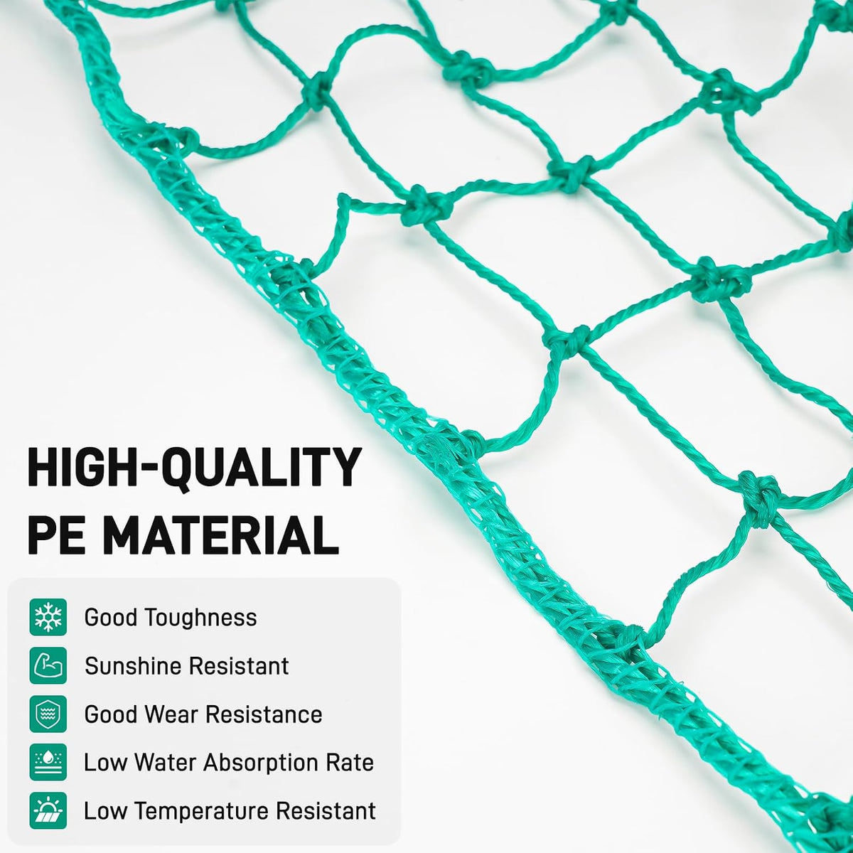 JERBOR Heavy Duty 12ft x 8ft Large PE Cargo Net for Trailer Truck UTV ATV