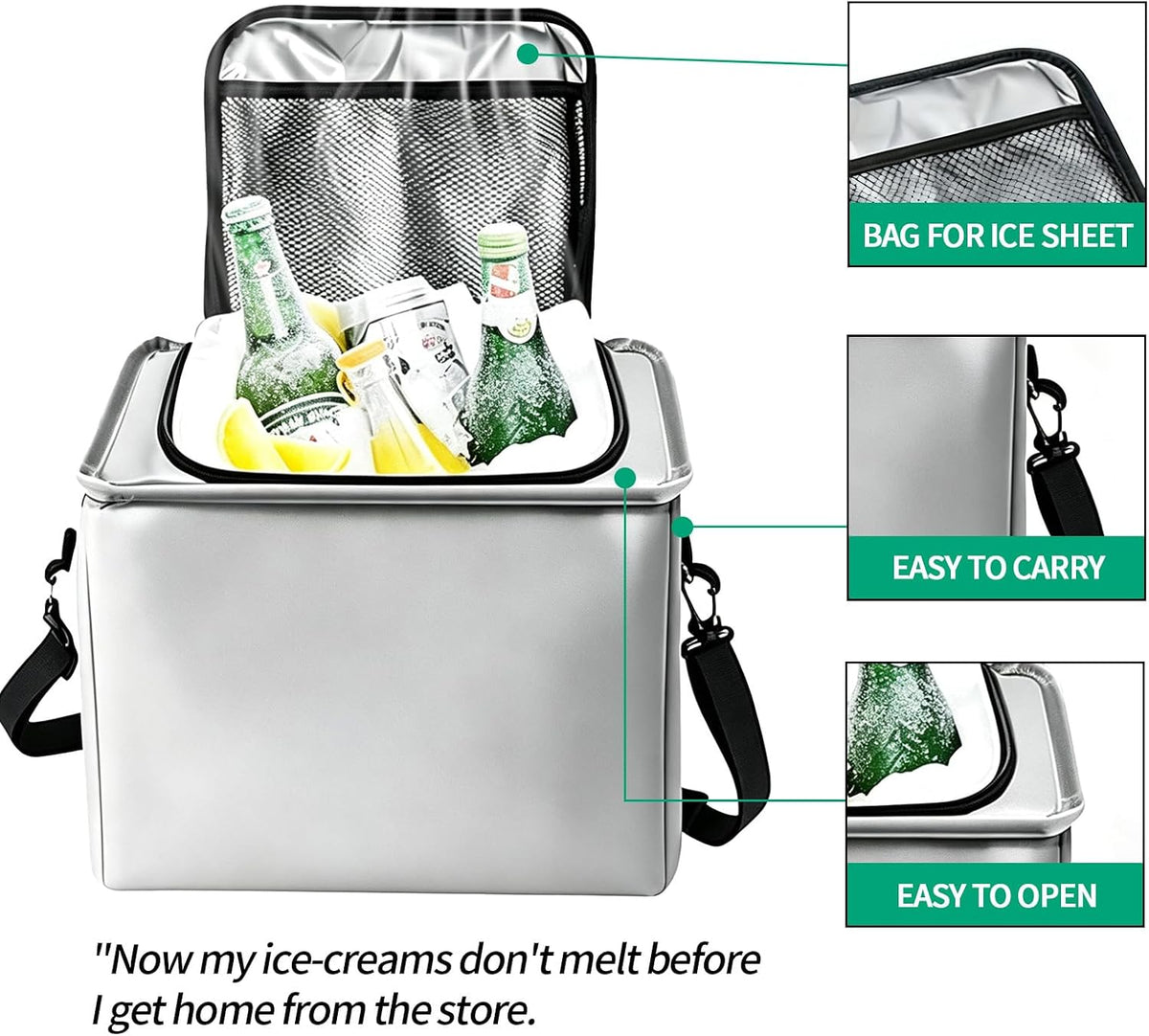 Car Trunk Organizer with Removable Cooler Bag - Collapsible Multi-Compartment Storage for SUV Truck Groceries Camping, Durable Nylon Auto Cargo Organizer (Gray)