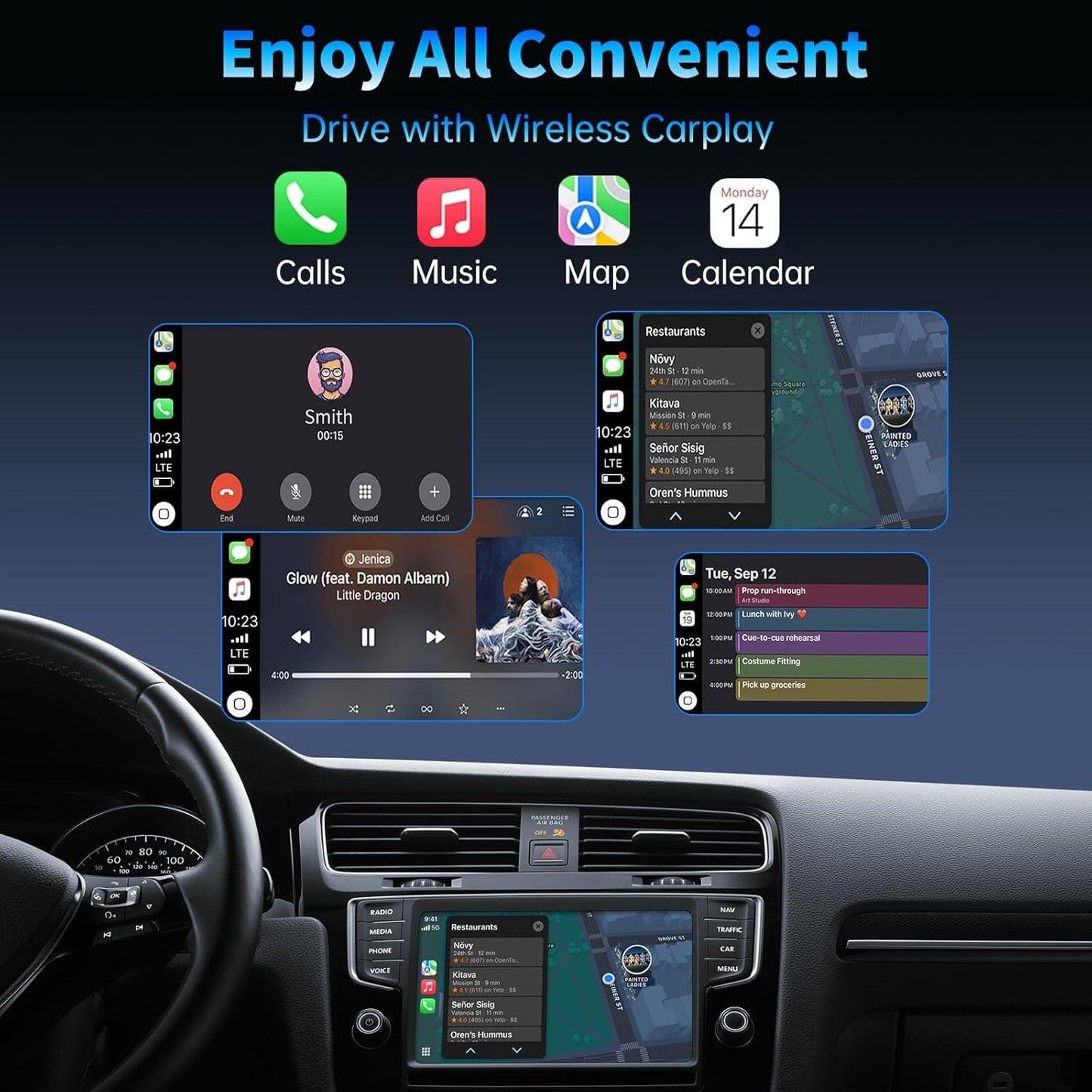 Wireless CarPlay Adapter for iPhone 2026 Upgrade - Plug & Play Convert Wired to Wireless Compatible with Cars 2016+, iOS 10+ (USB A/USB-C)
