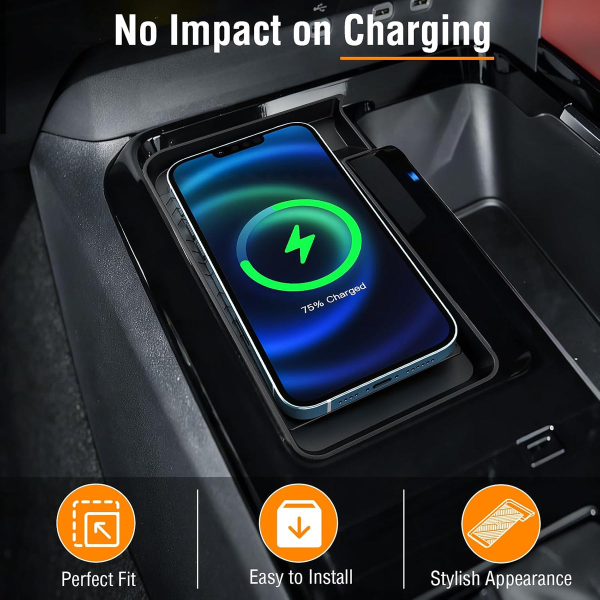 YPHUIKI 2PCS Center Console Organizer for Toyota Camry 2025 2026 Accessories Wireless Charging Anti-Slip Mat Armrest Storage Box Organizer Tray for 9th Gen Camry (LE SE XLE XSE Nightshade)