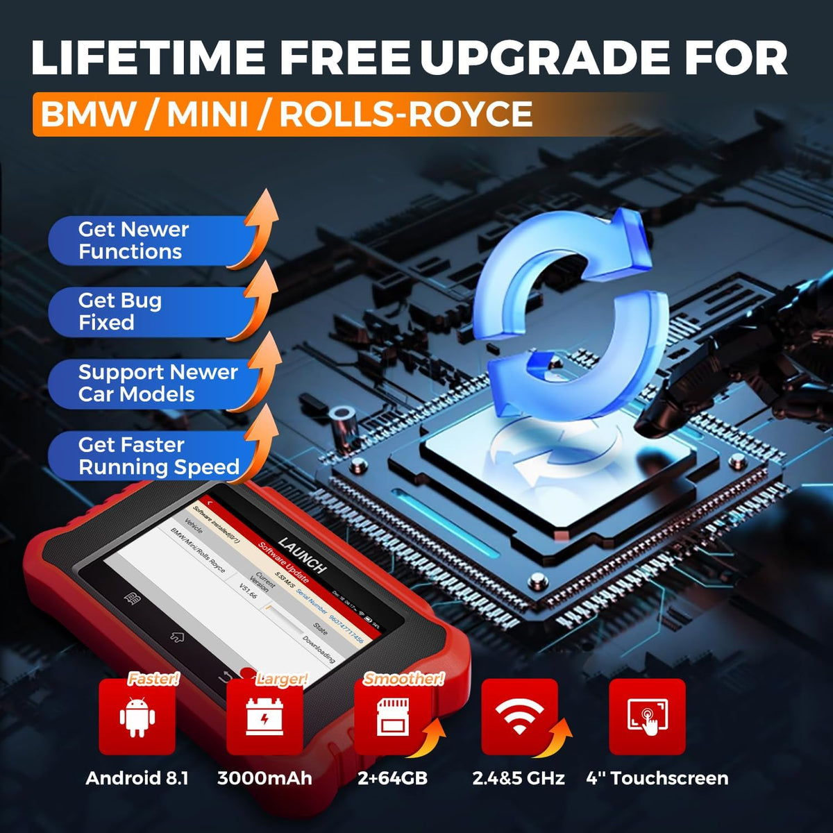 LAUNCH Creader Elite V3.0 for BMW OBD2 Scanner, All Reset Full System Tool