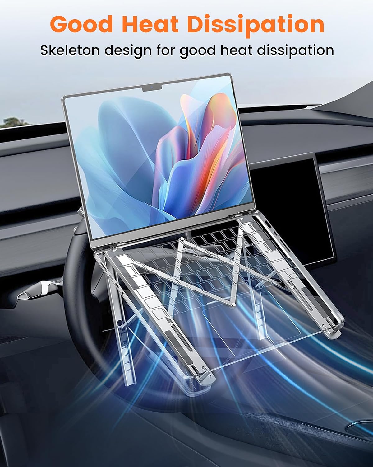 Steering Wheel Laptop Holder for Car SUV Pickup Truck Tesla -Silver