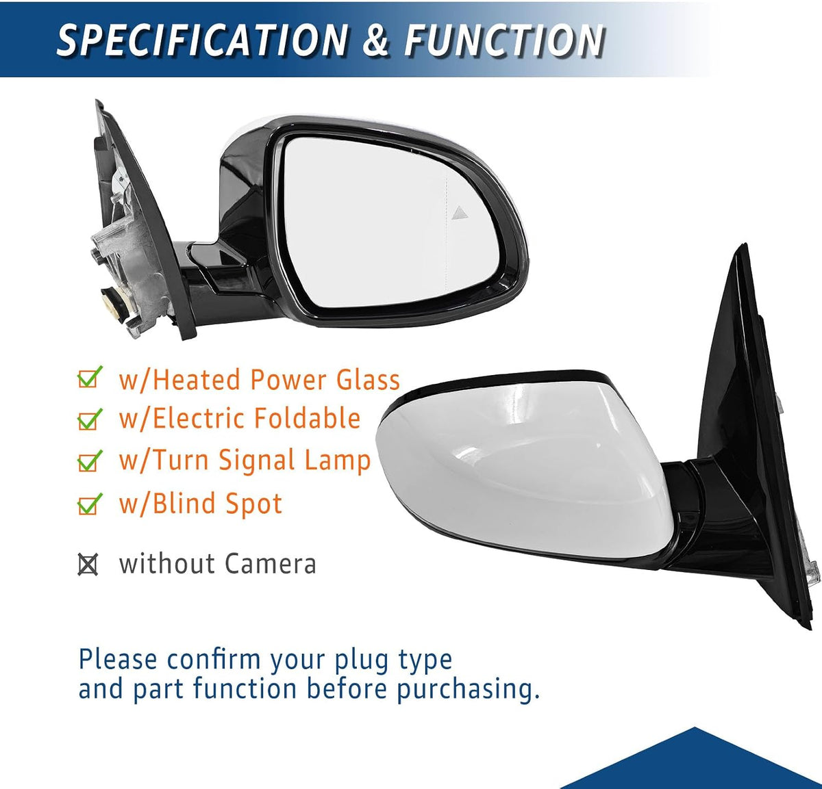 Right Passenger Side View Mirror Fits for BMW X3 G01 G08 2018-2023 White