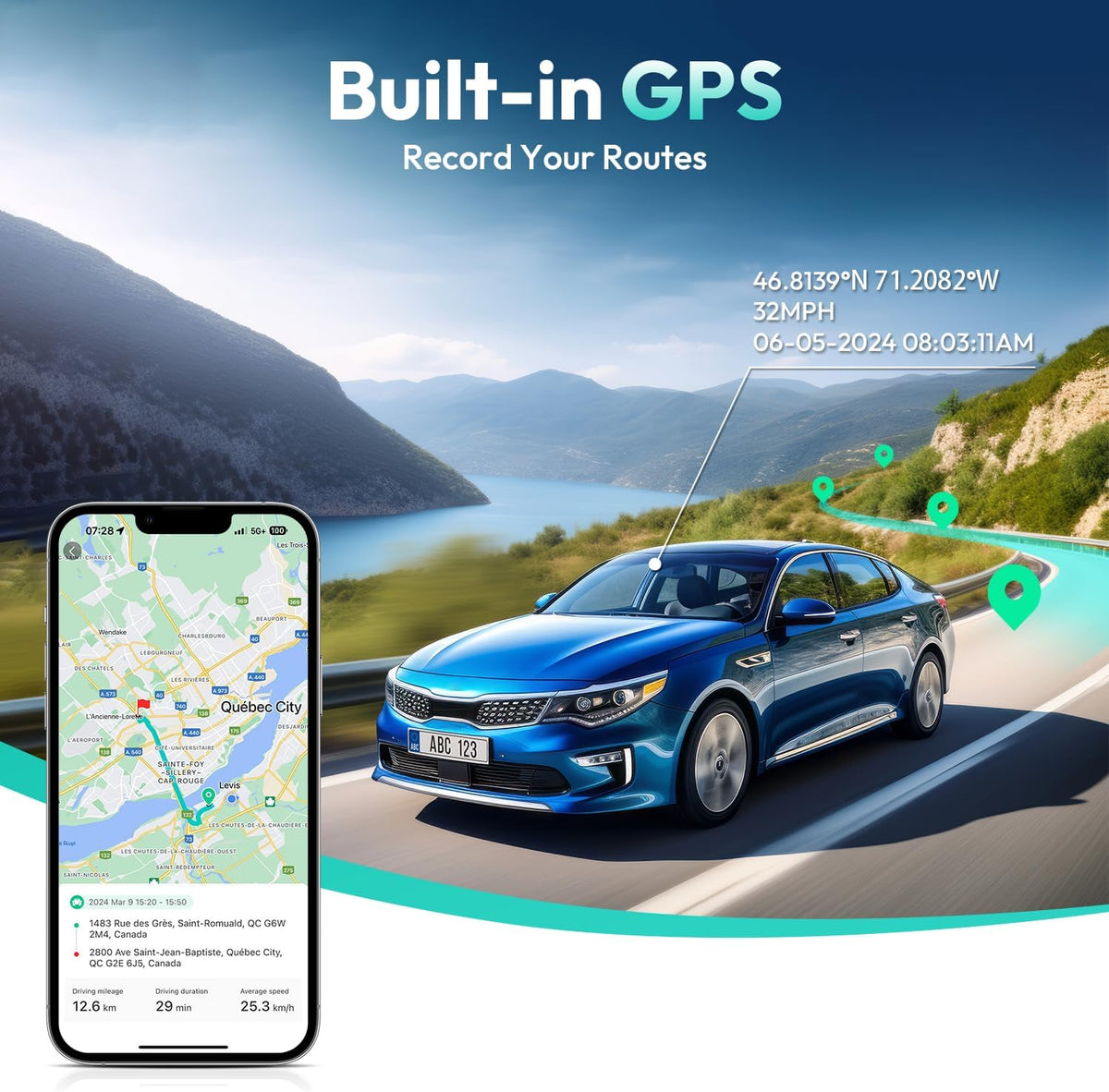 BOTSLAB 4k Dash Cam Front and Rear, 24/7 Parking Monitor with Hardwired Kit, 170° Ultra Wide Dashcam, ADAS, IMX415 Sensor, Night Vision, WDR, Loop Recording, 5G/2.4G WiFi & GPS, Free 64GB Card