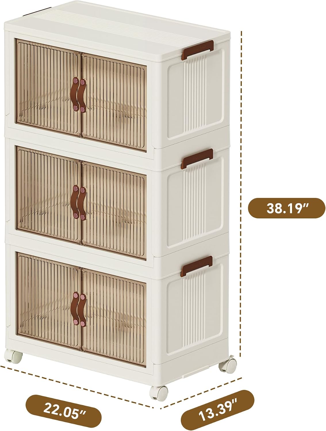 Collapsible Storage Bins with Lids - Stackable Plastic Closet Organizers for Clothes, and Home Organization White (3-rack, 17 Gal/rack)